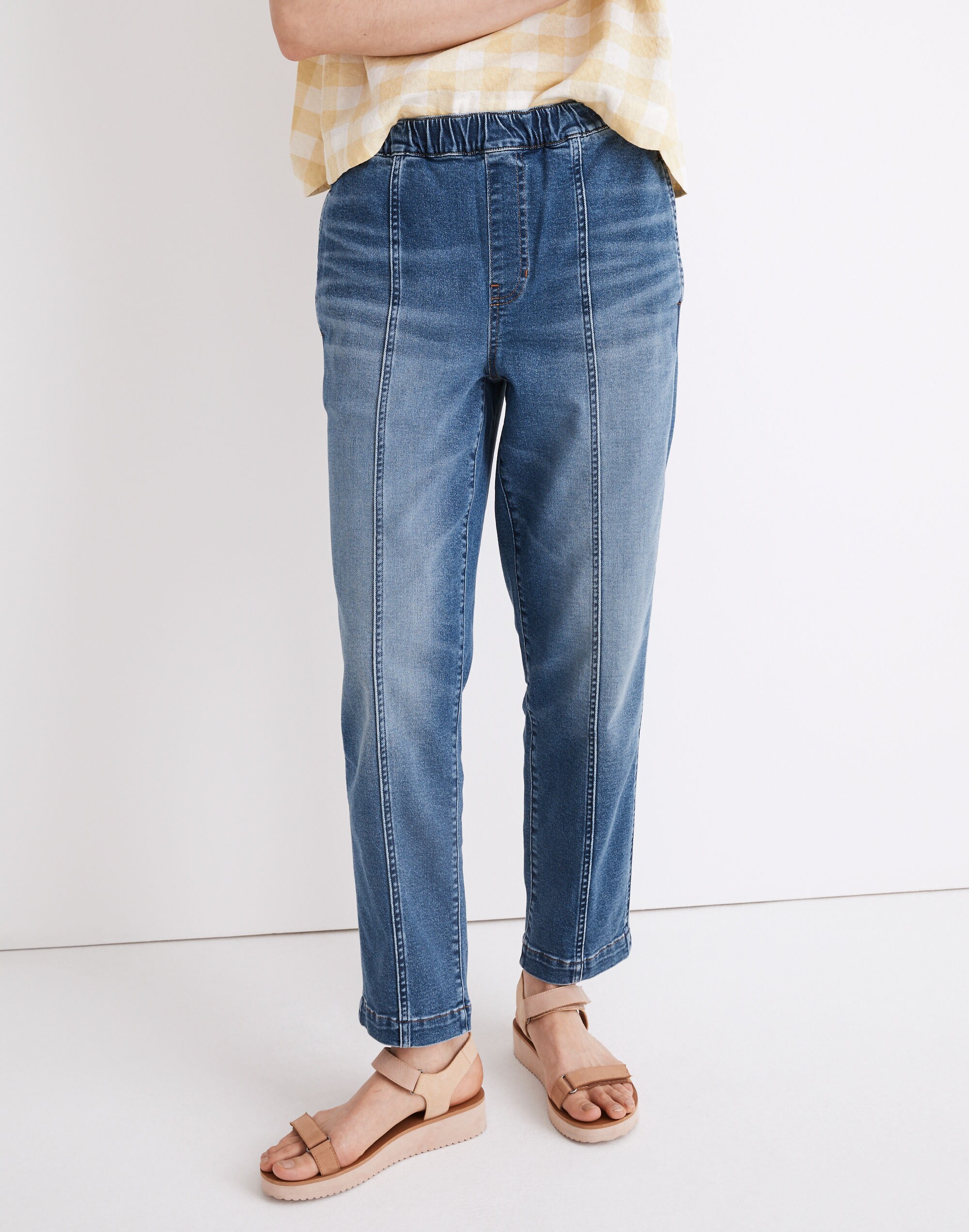 Pull-On Relaxed Jeans in Caville Wash: Seamed Edition