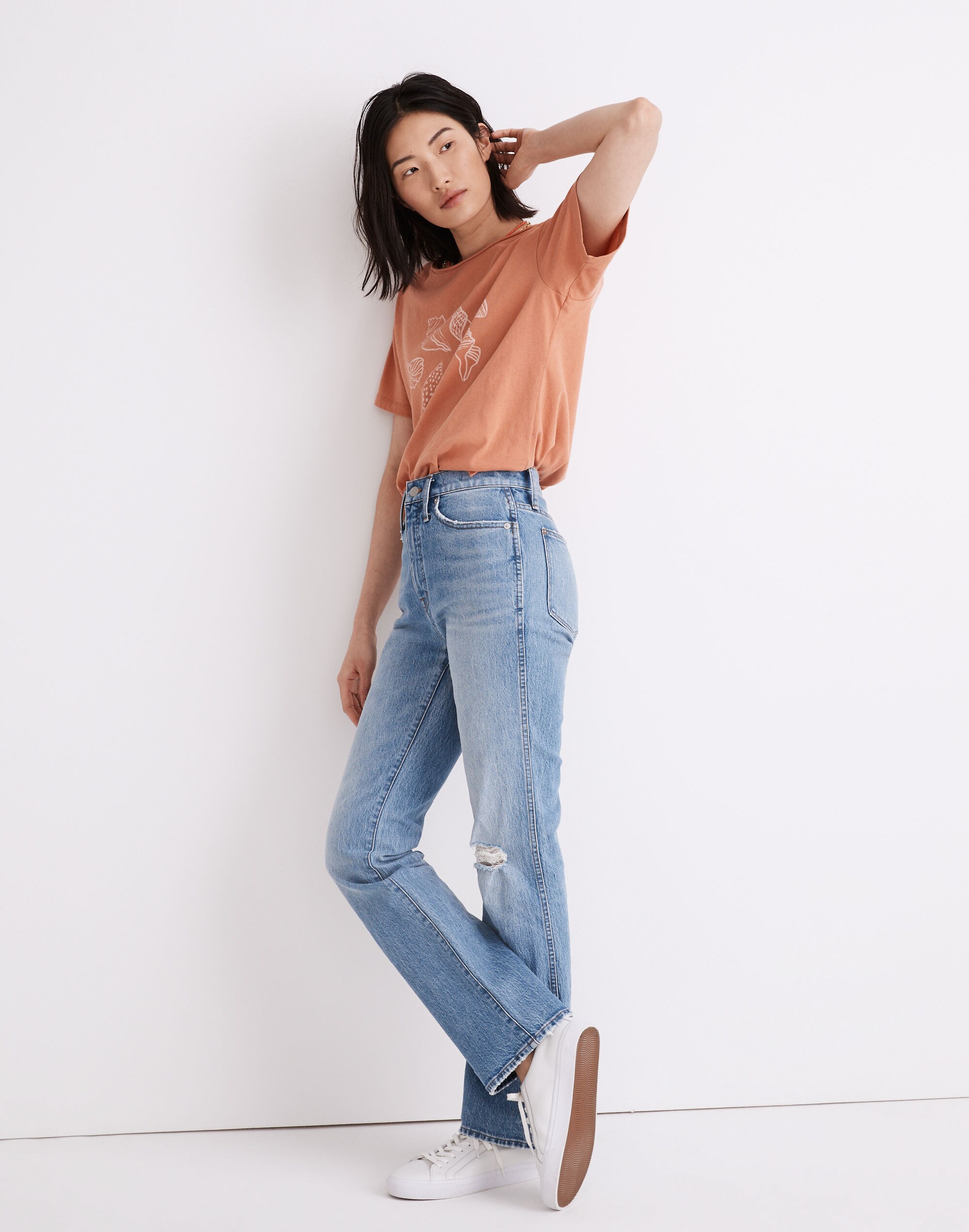 '90s High-Rise Bootcut Jeans in Firth Wash: Knee-Rip Edition