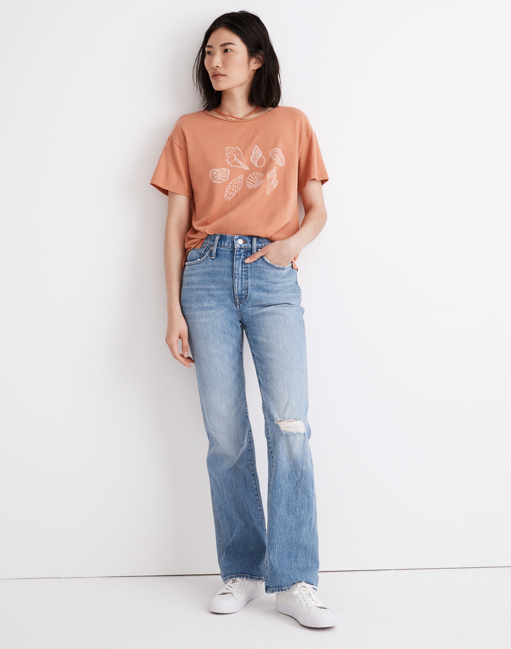 '90s High-Rise Bootcut Jeans in Firth Wash: Knee-Rip Edition