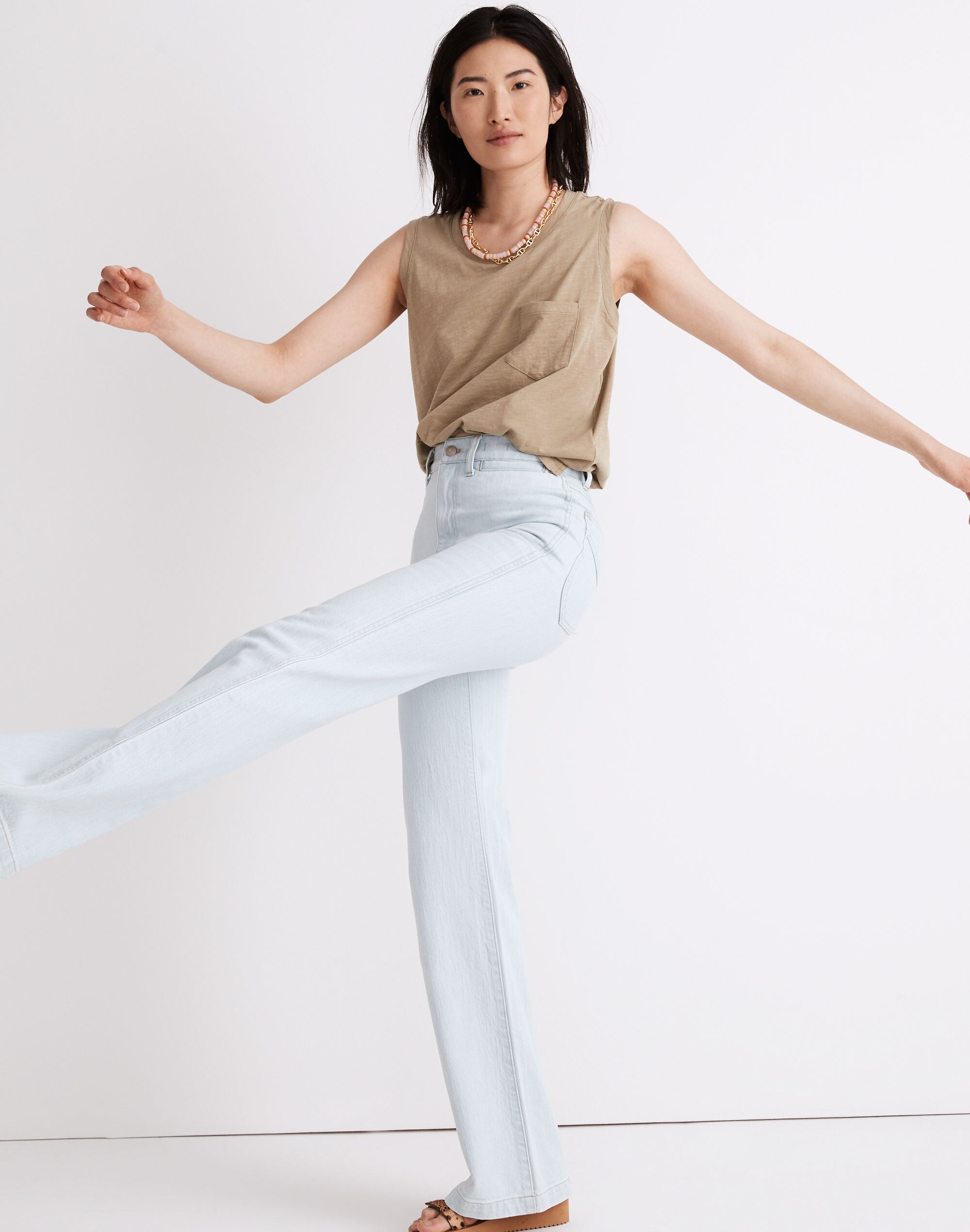 11" High-Rise Flare Jeans in Hanford Wash: Welt Pocket Edition