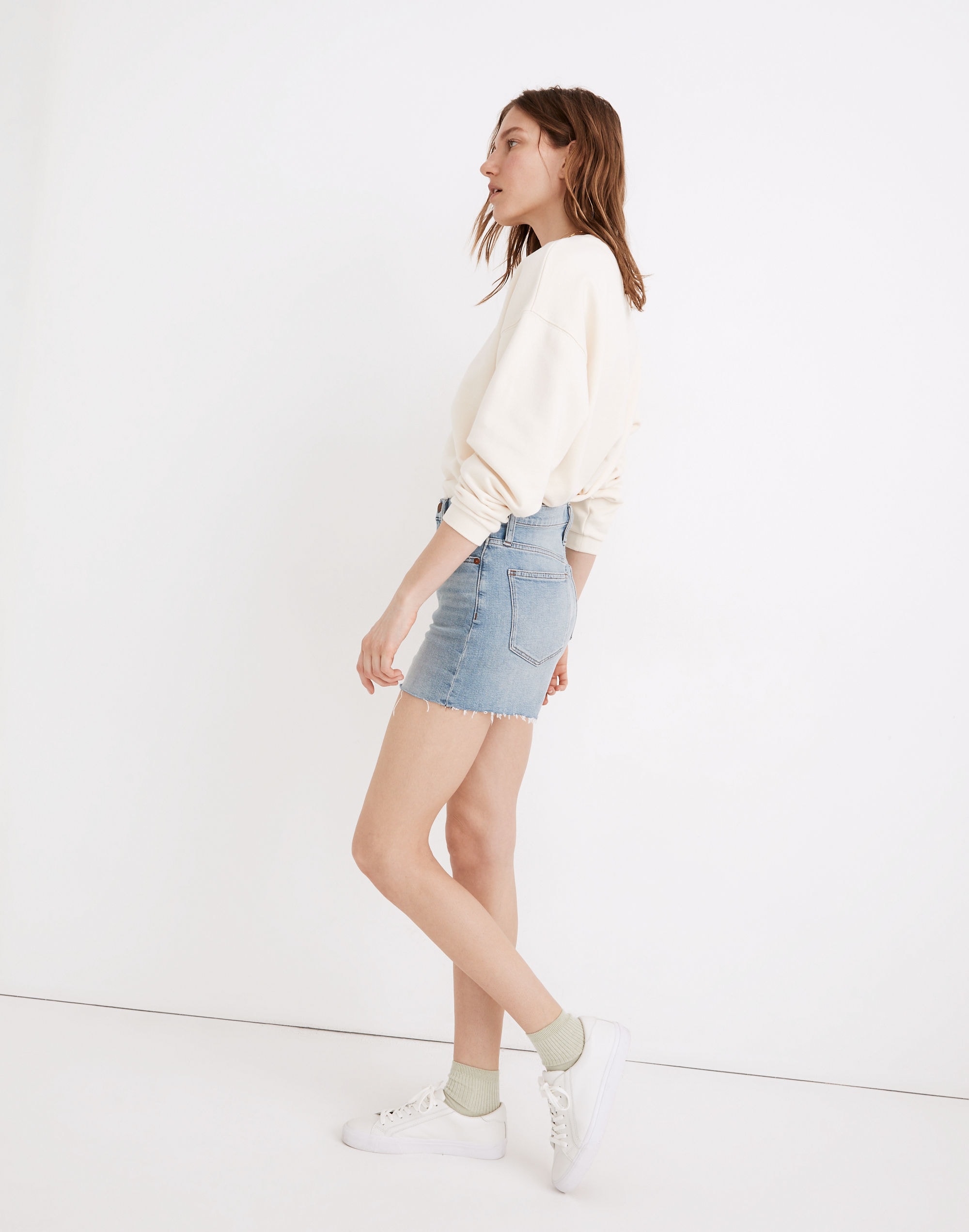 High-Rise Denim Shorts in Watt Wash: Summerweight Edition