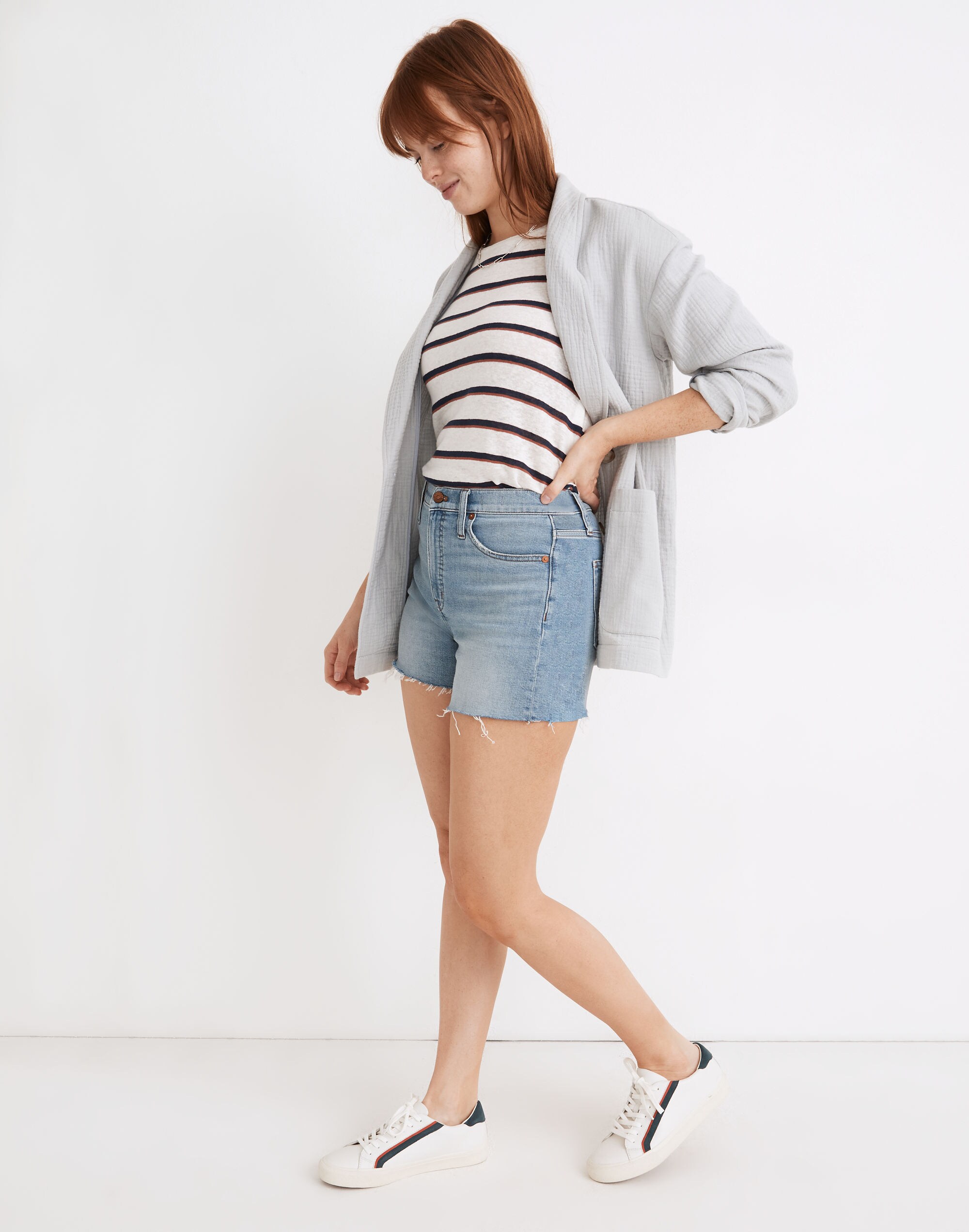 Curvy High-Rise Denim Shorts in Watt Wash: Summerweight Edition