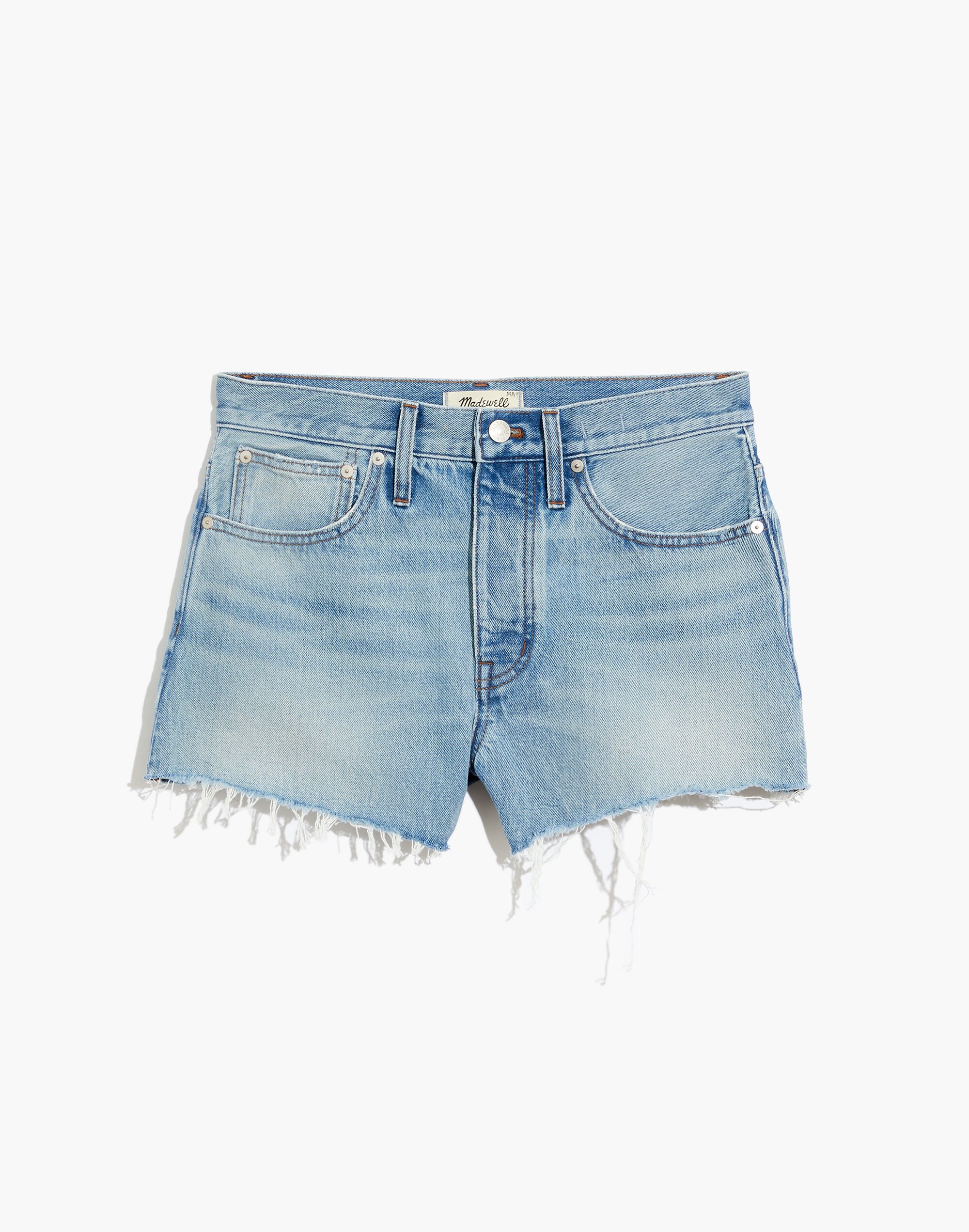 Relaxed Denim Shorts in Rosemount Wash: Destroyed Hem Edition