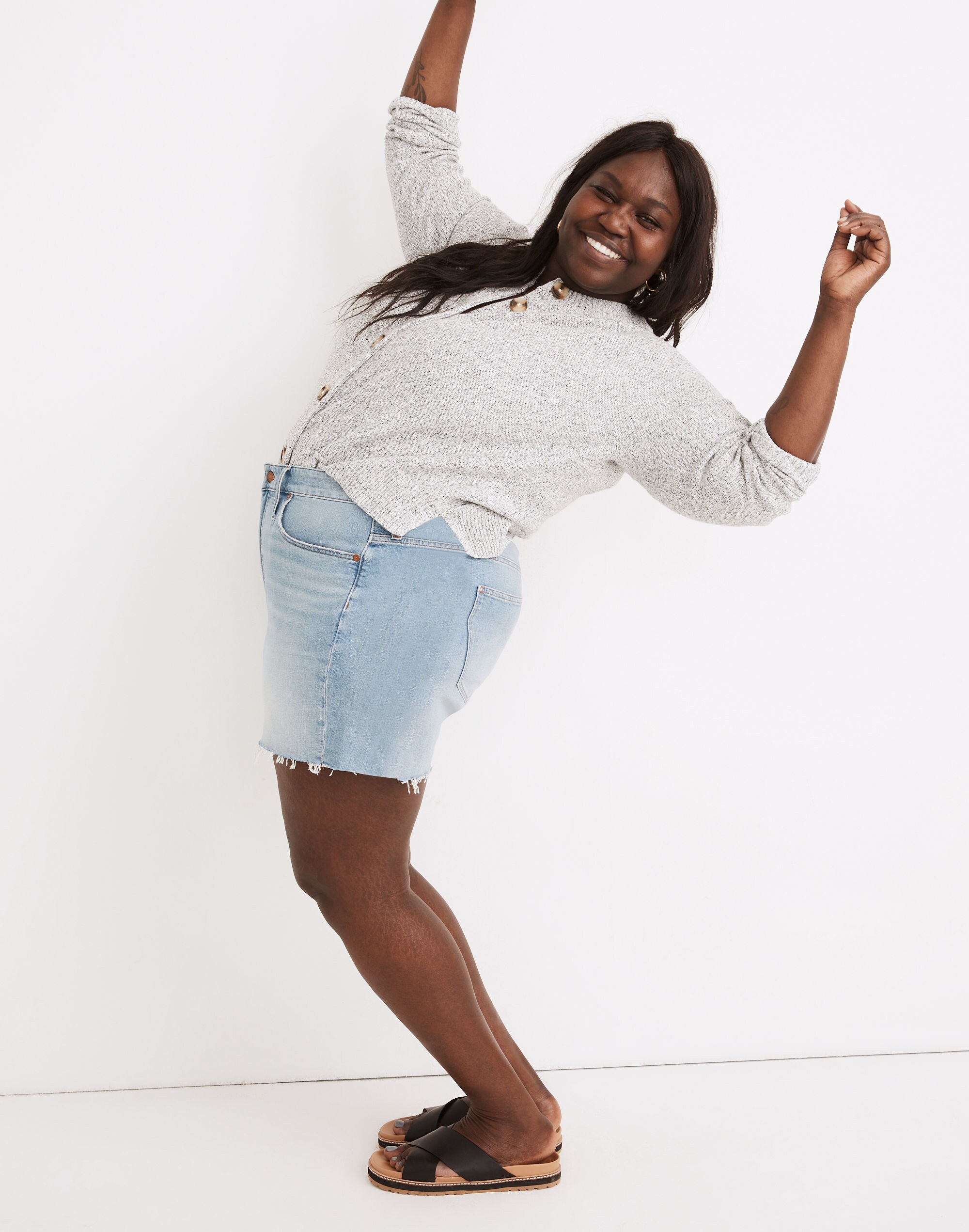 Plus High-Rise Denim Shorts in Watt Wash: Summerweight Edition