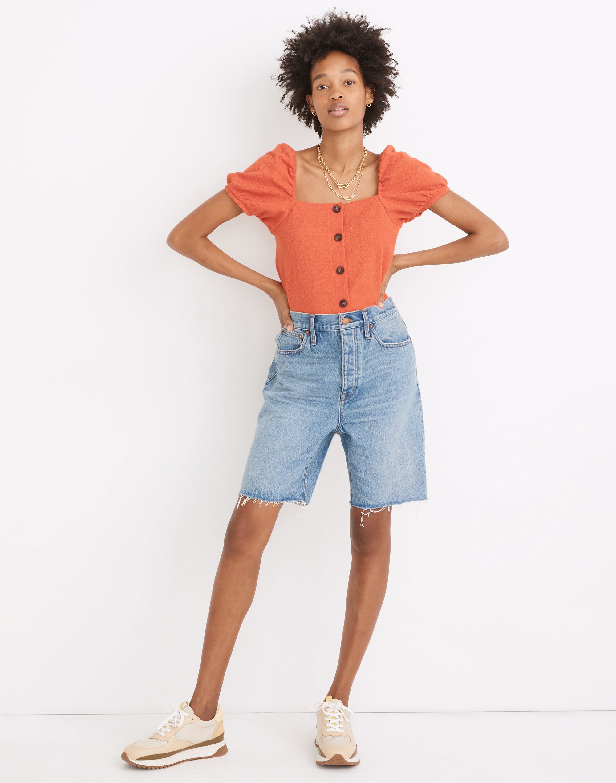 baggy denim bermuda shorts