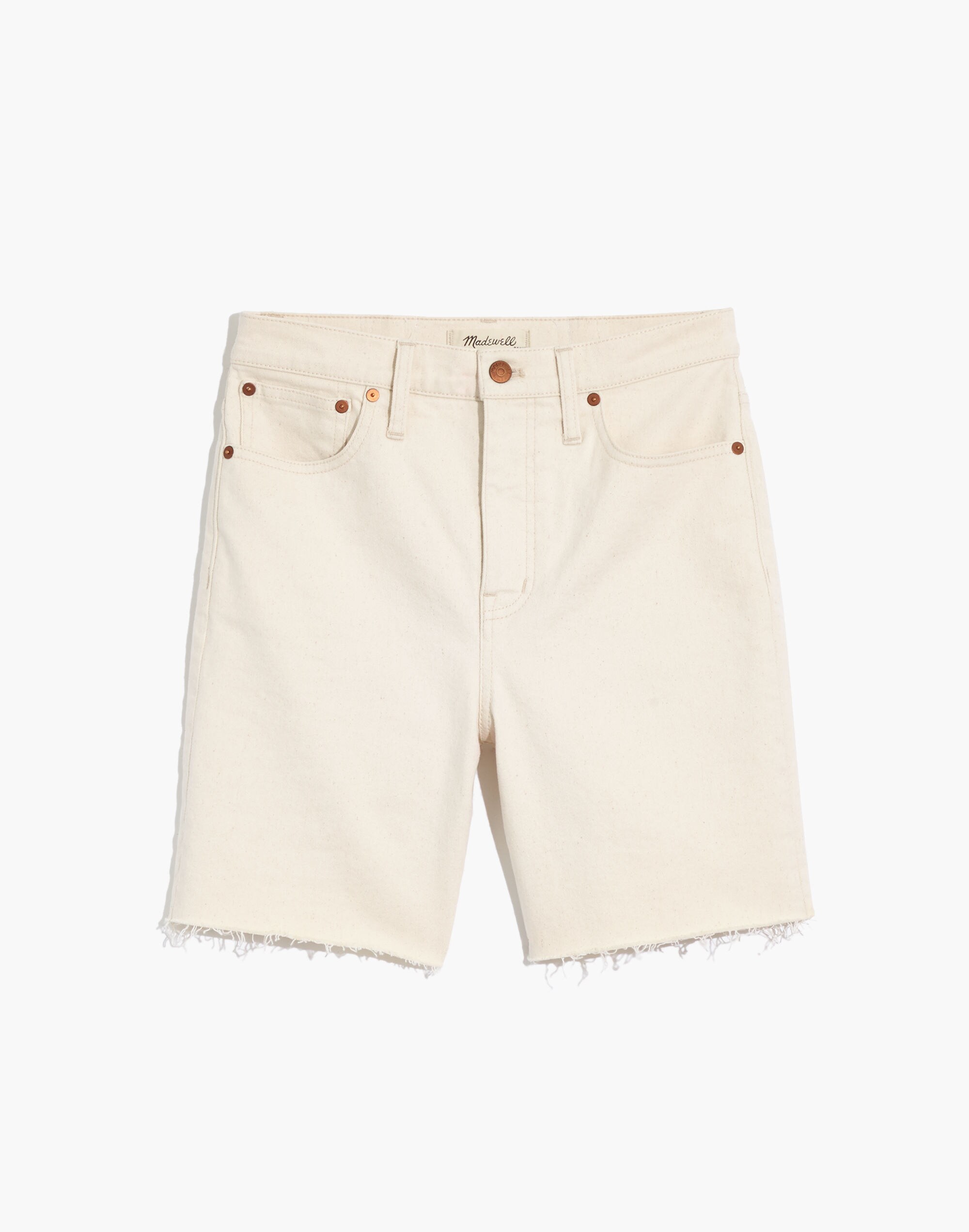 High-Rise Mid-Length Denim Shorts in Vintage Canvas Wash