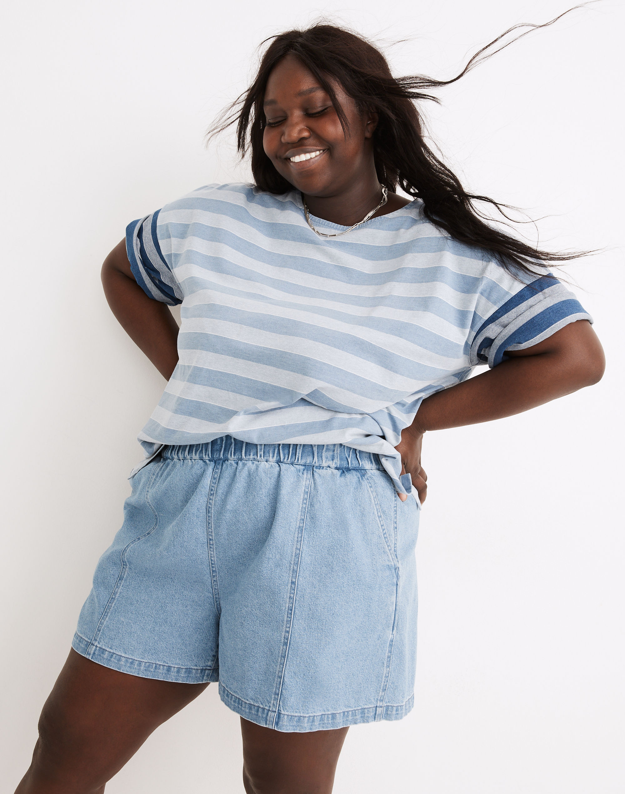 Plus Denim Easy Pull-On Shorts in Rathmore Wash