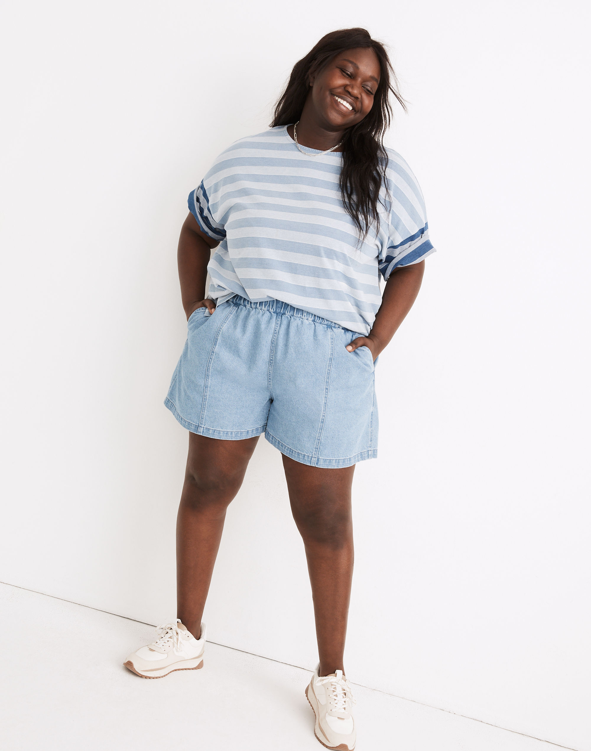 Plus Denim Easy Pull-On Shorts in Rathmore Wash