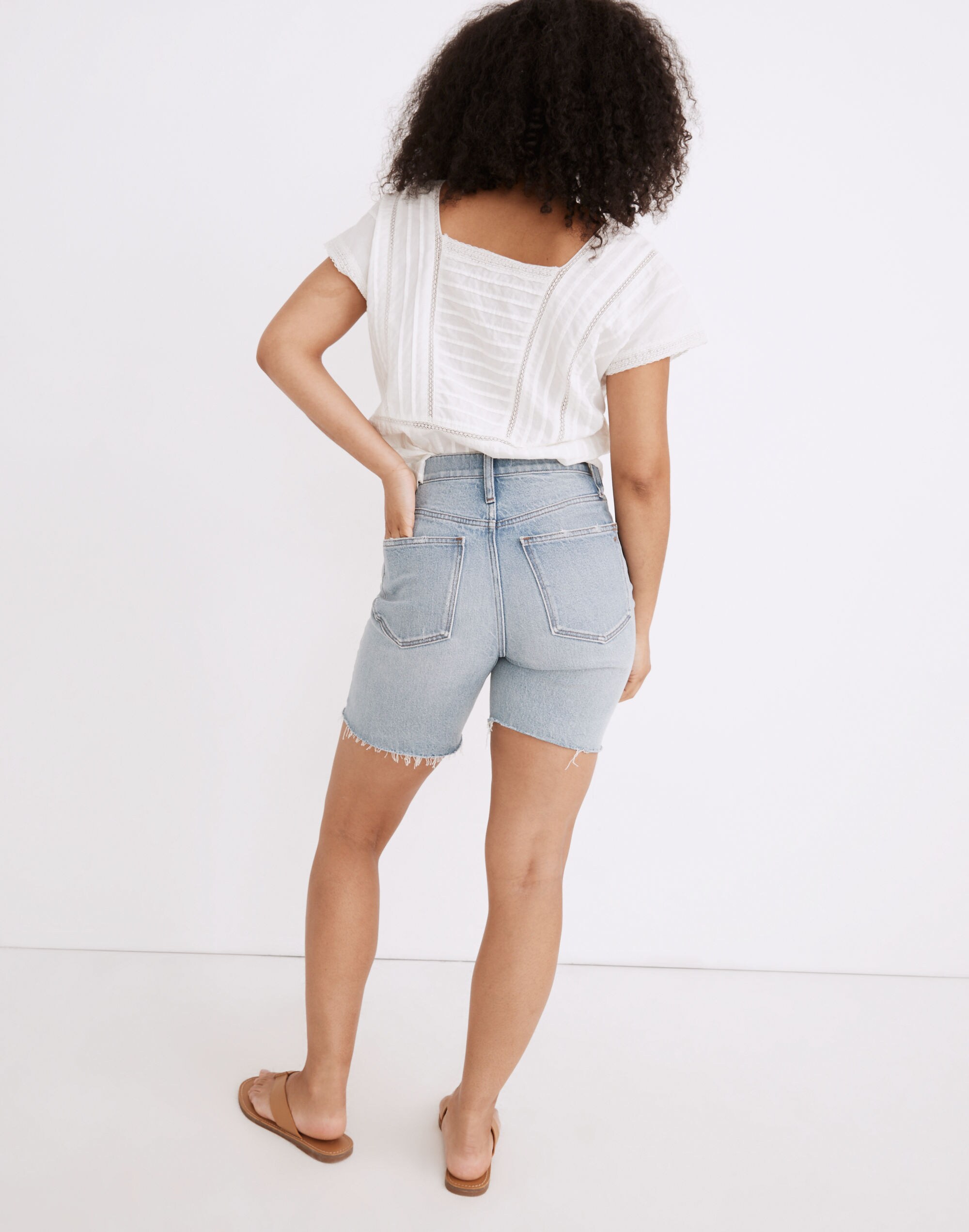High-Rise Mid-Length Denim Shorts Woodvale Wash: TENCEL&trade; Denim Edition