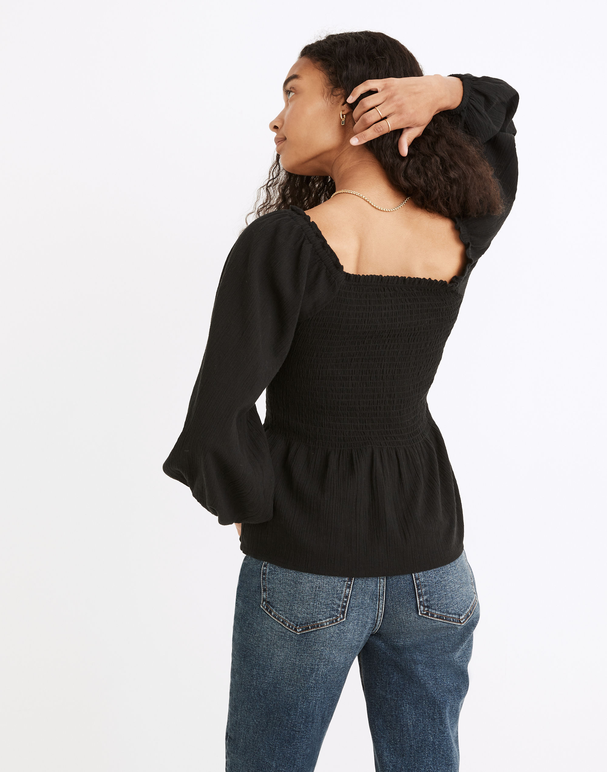 Lucie Smocked Peplum Top
