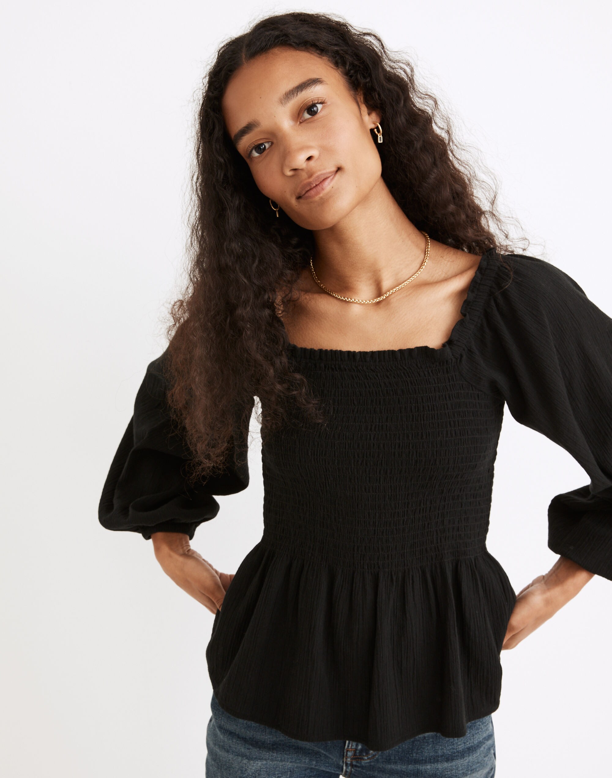 Lucie Smocked Peplum Top