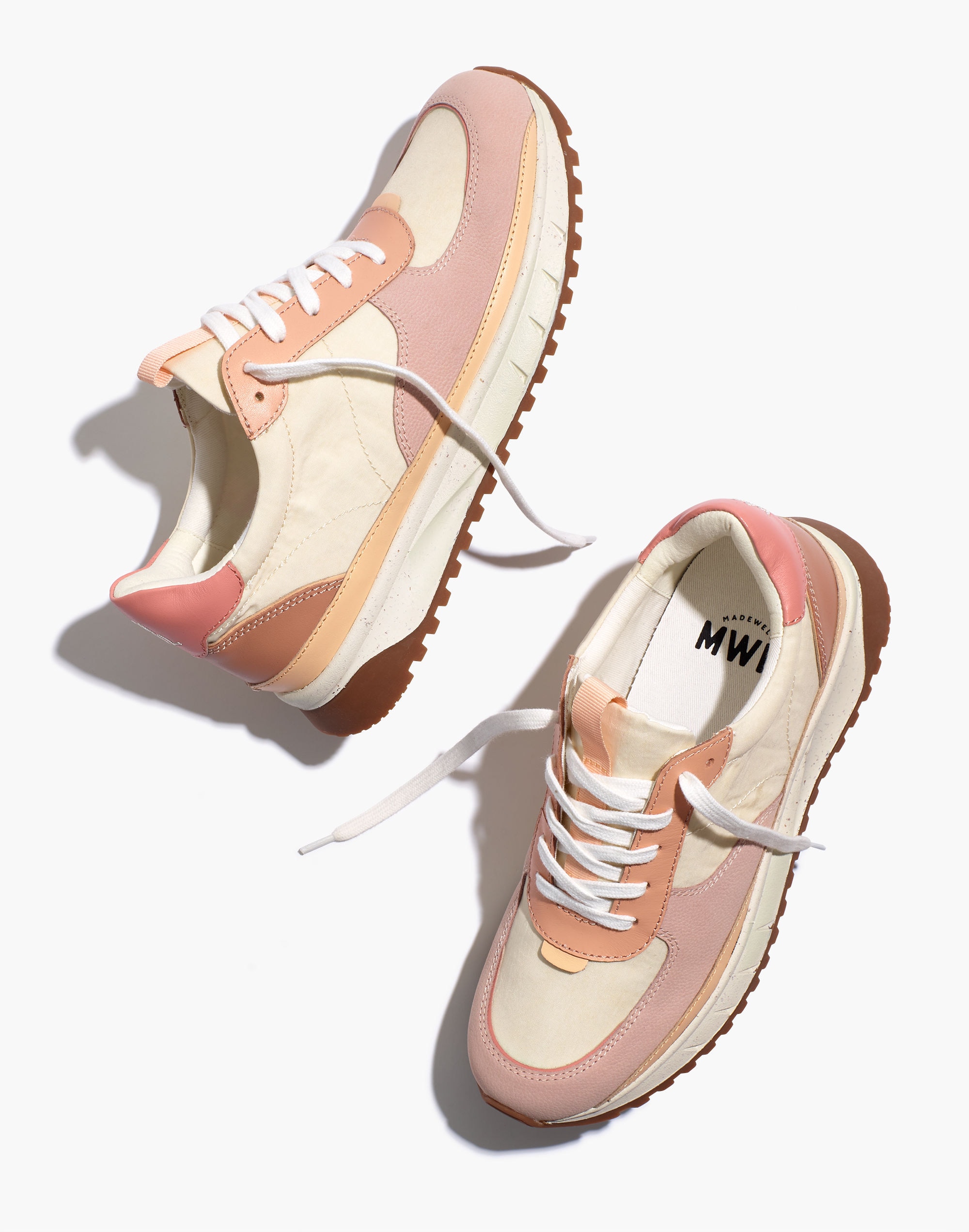 Kickoff Trainer Sneakers in Washed Nylon and Leather