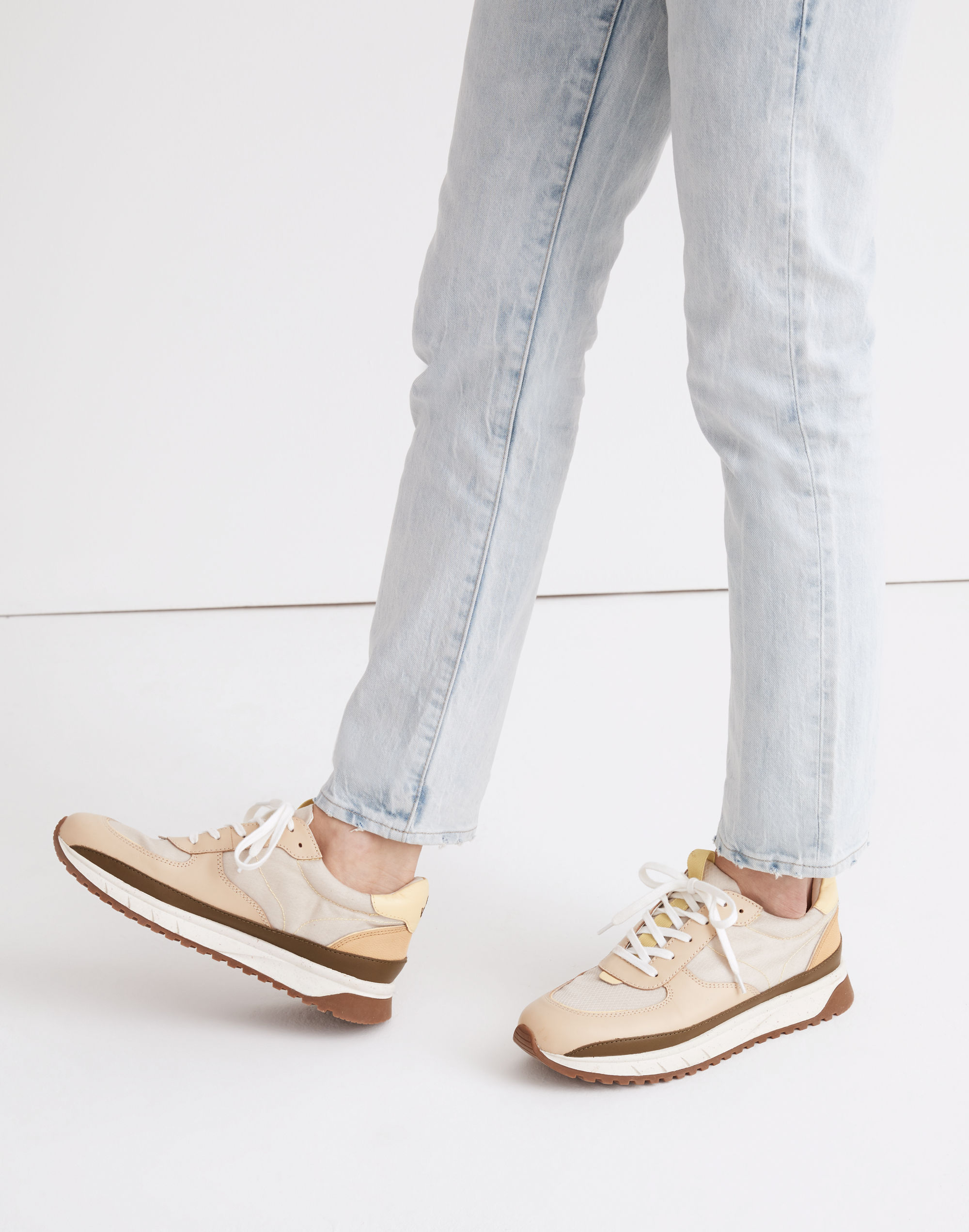 Kickoff Trainer Sneakers in Ripstop Nylon and Leather