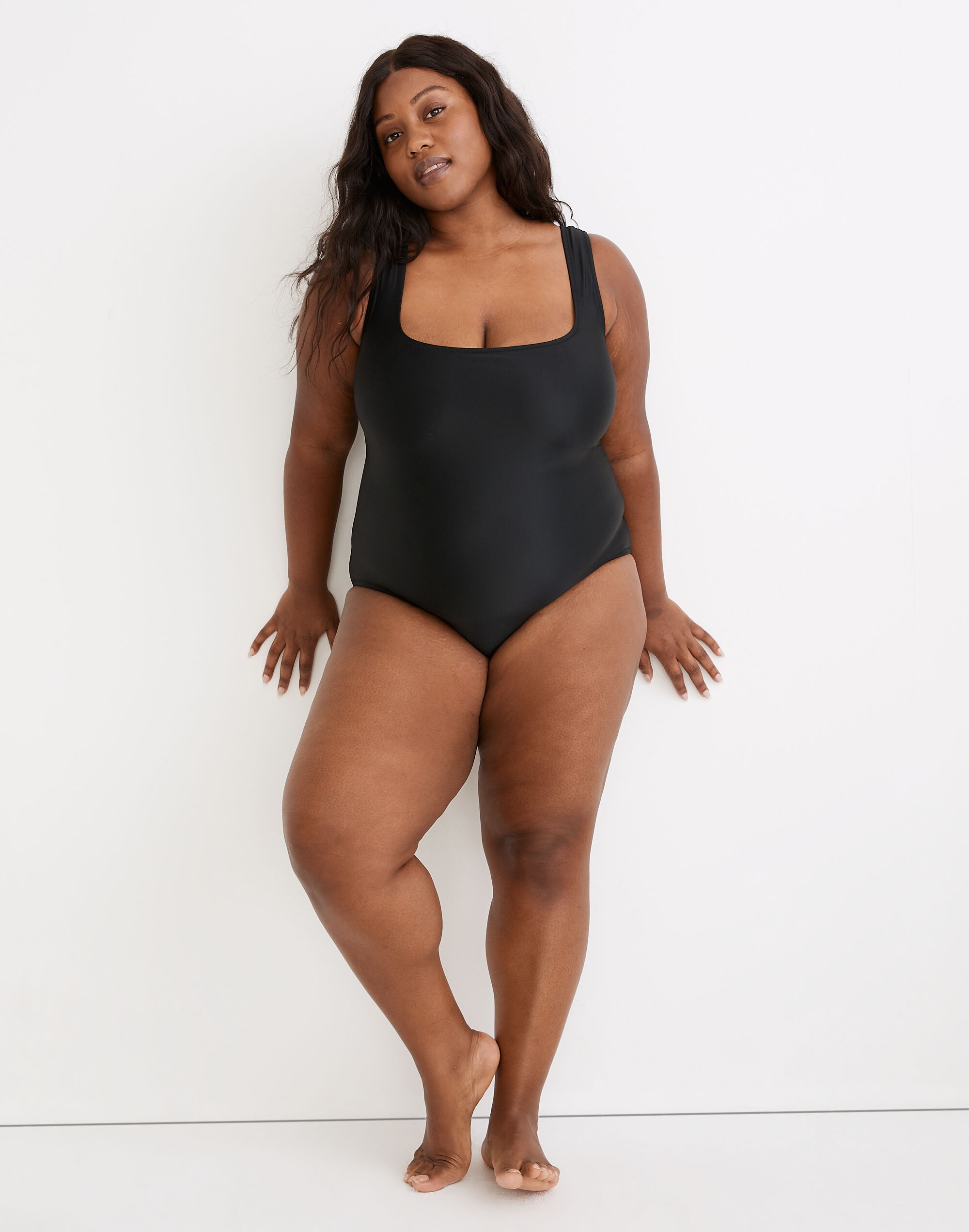 madewell second wave square-neck tank one-piece swimsuit
