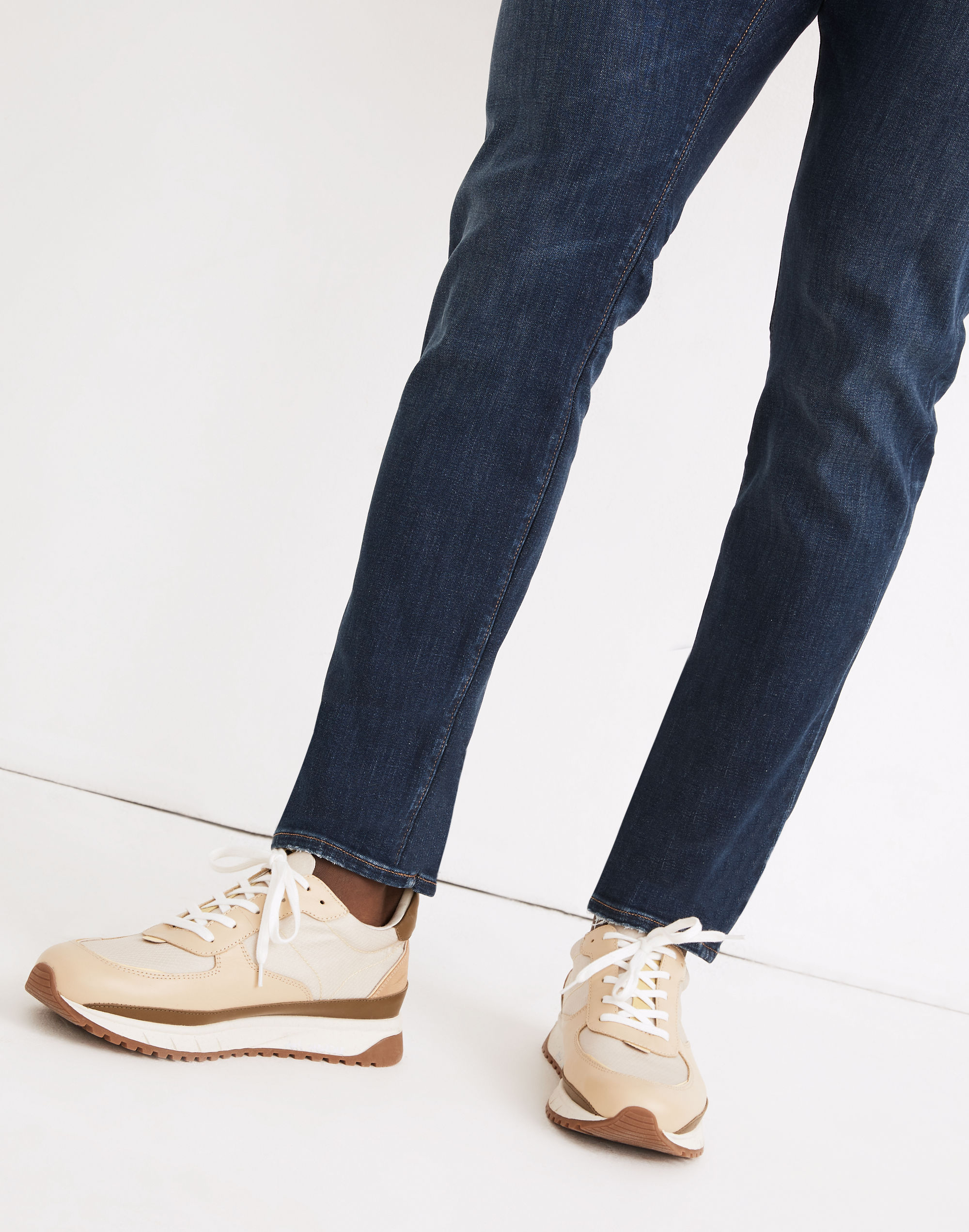 Kickoff Trainer Sneakers in Leather and Ripstop Nylon