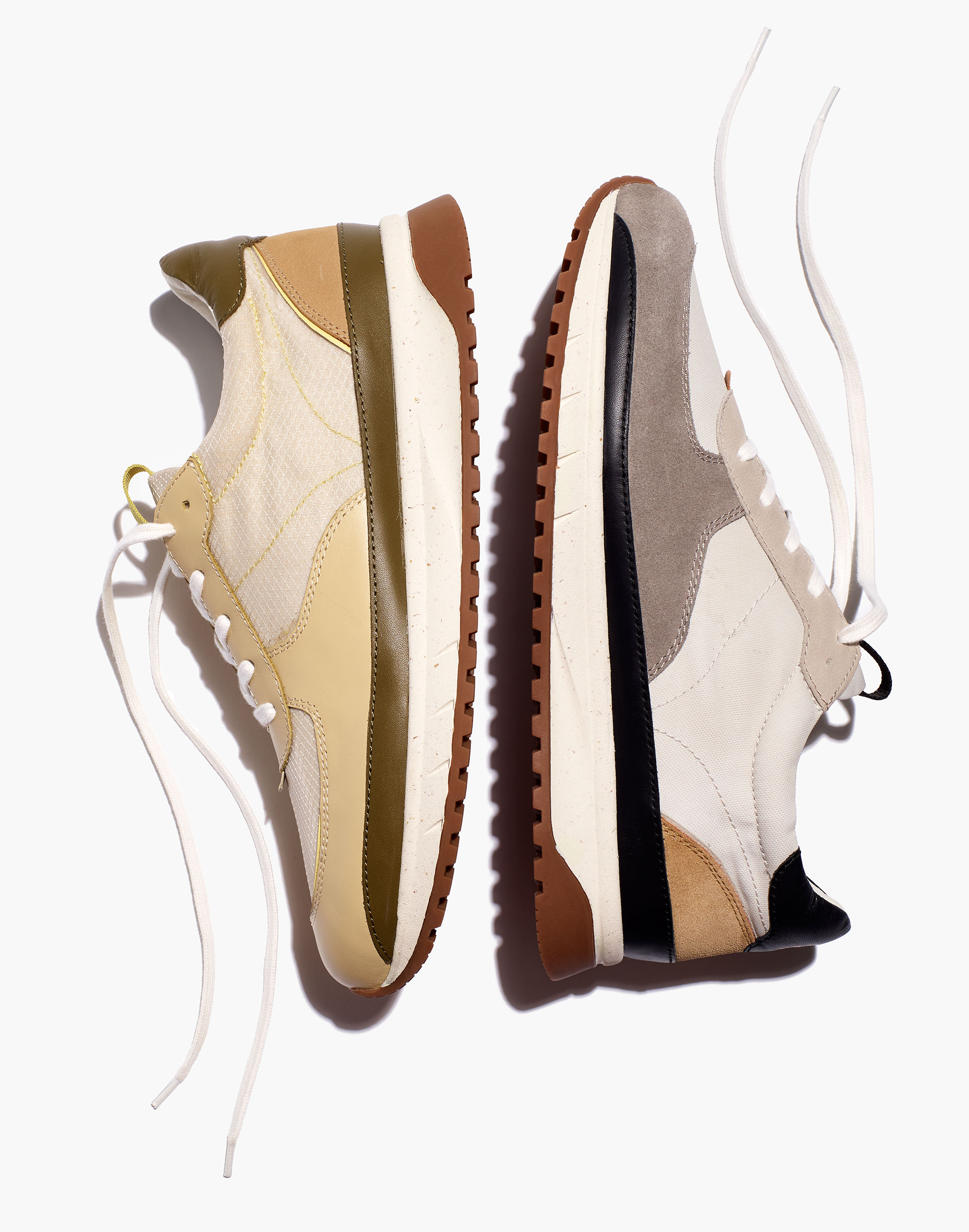 Kickoff Trainer Sneakers in Leather and Ripstop Nylon