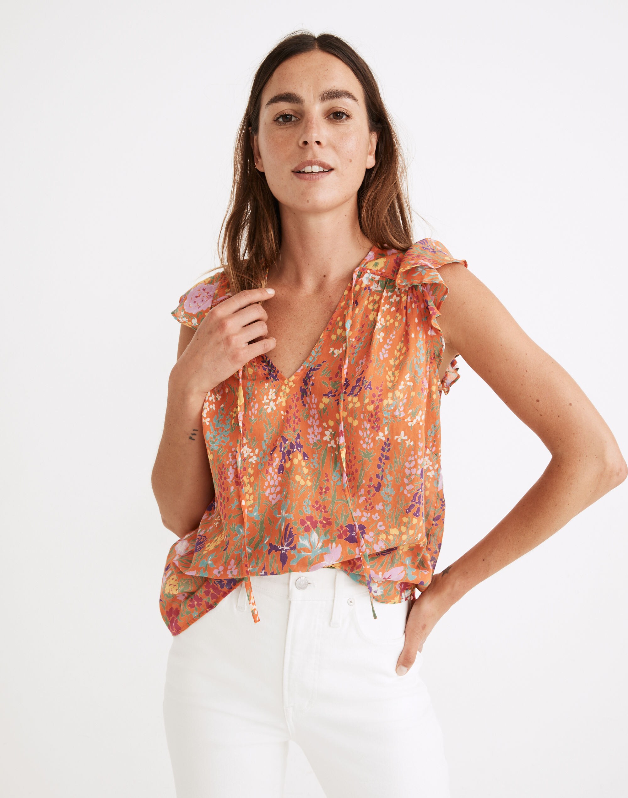 Banjanan Elise Tie-Neck Top in Dawn Chorus