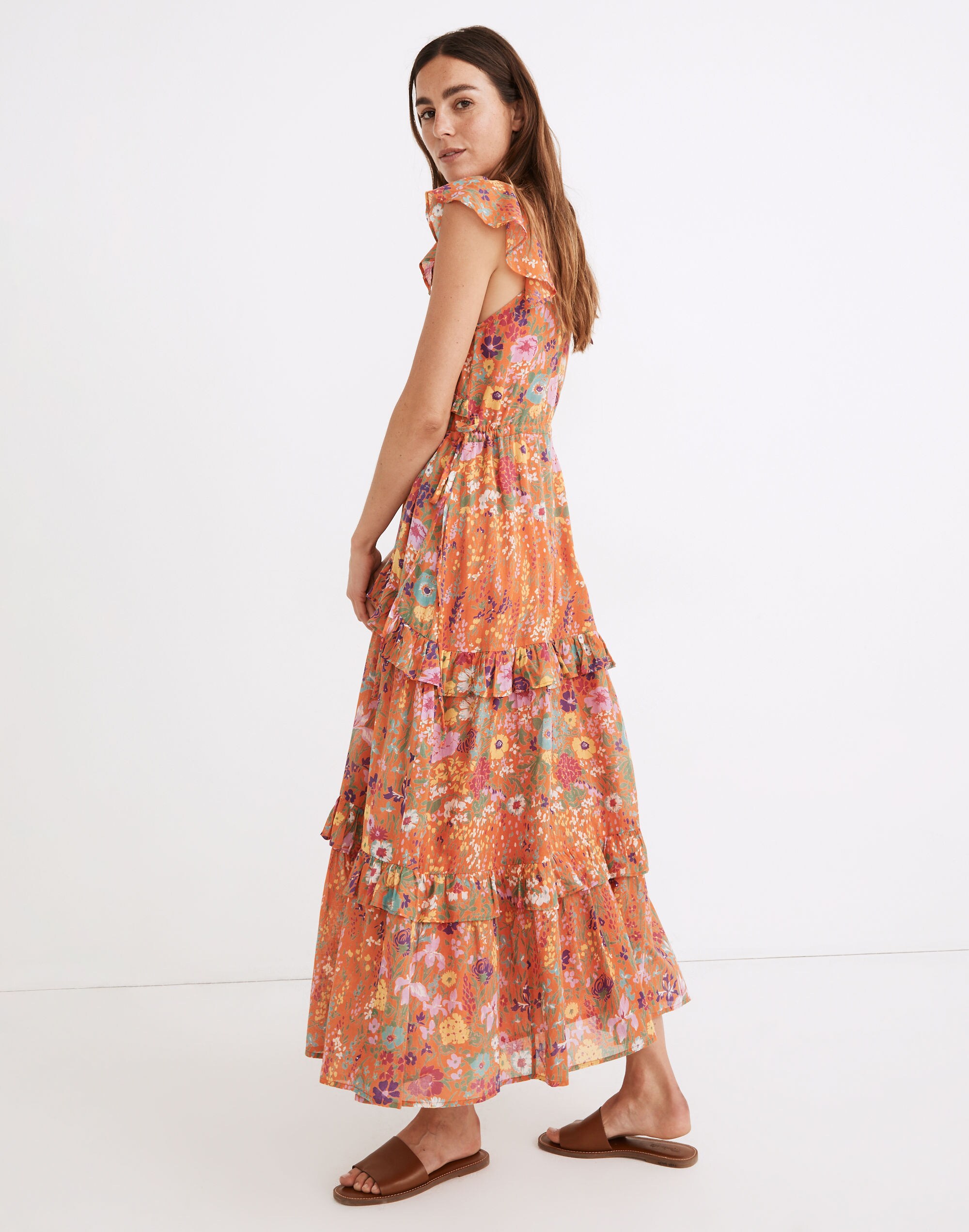 Banjanan Erin Tiered Midi Dress in Dawn Chorus