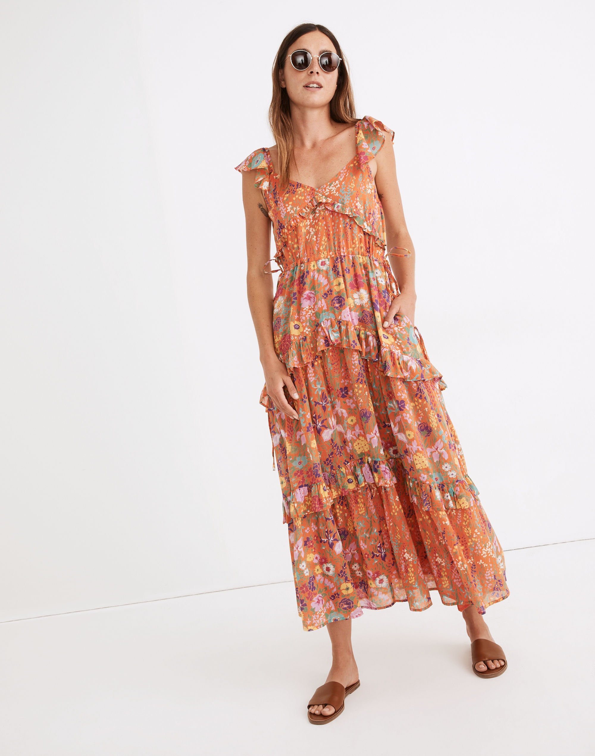 Banjanan Erin Tiered Midi Dress in Dawn Chorus