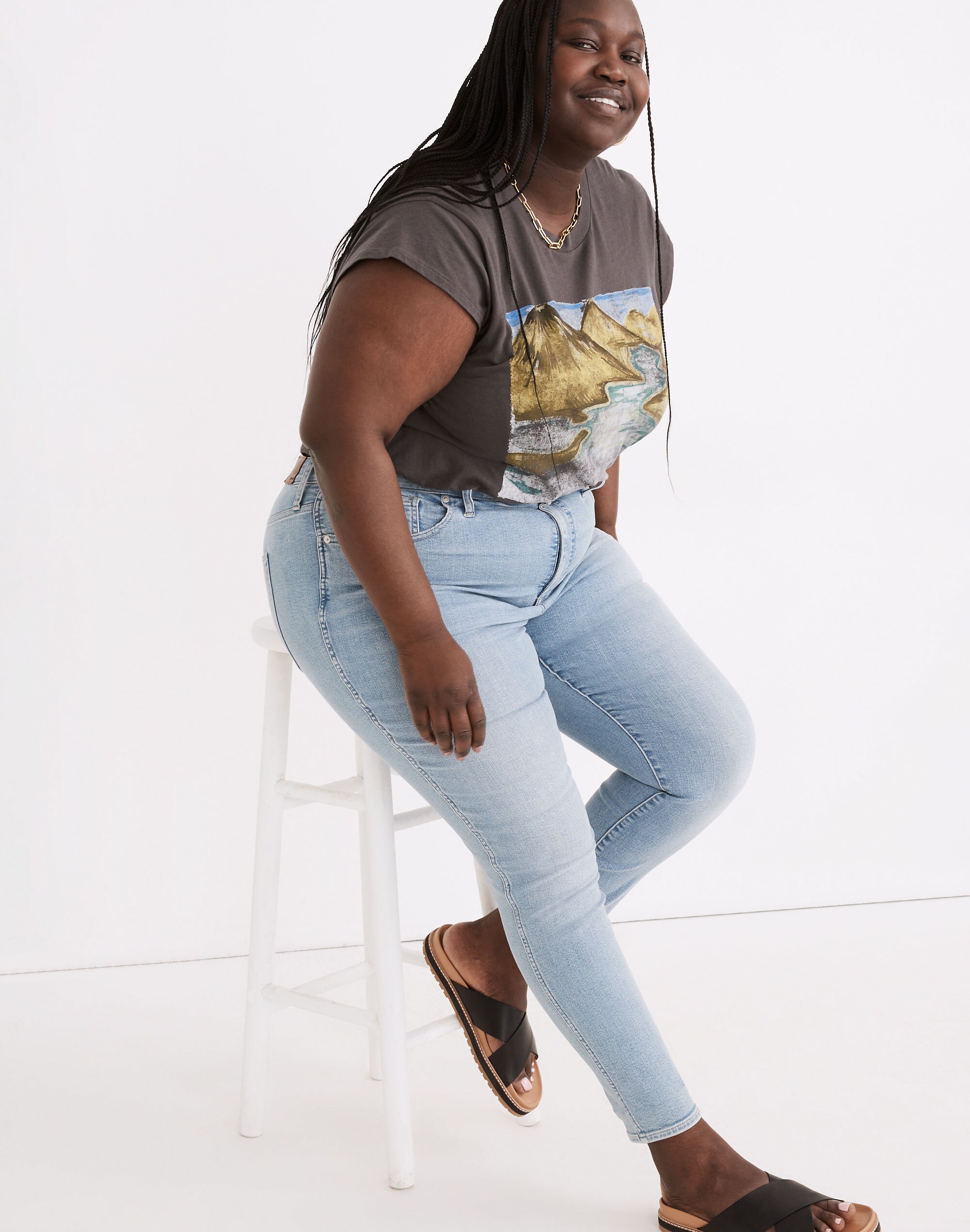 Plus 11" High-Rise Skinny Crop Jeans in Webb Wash: TENCEL&trade; Denim Edition