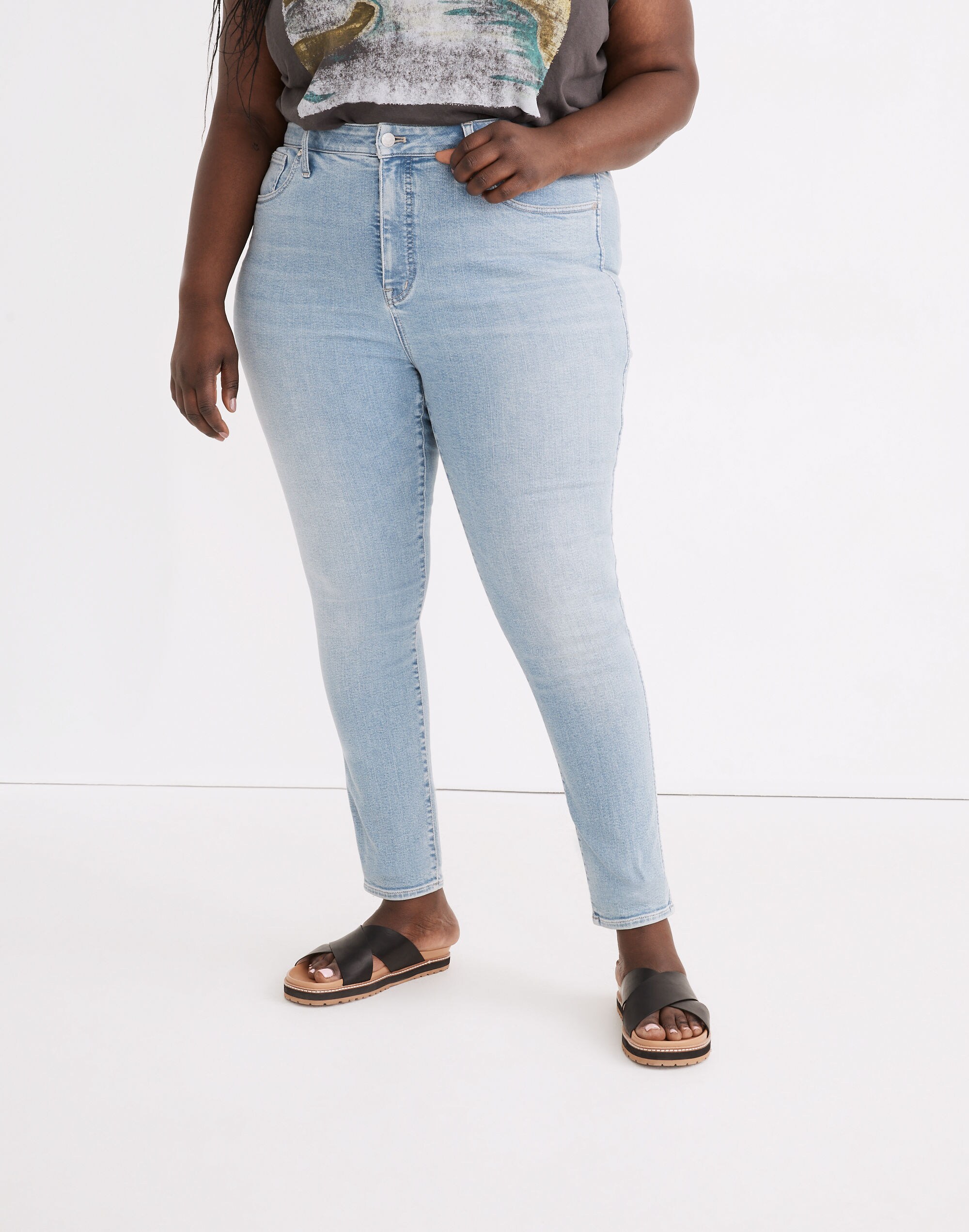 Plus 11" High-Rise Skinny Crop Jeans in Webb Wash: TENCEL&trade; Denim Edition