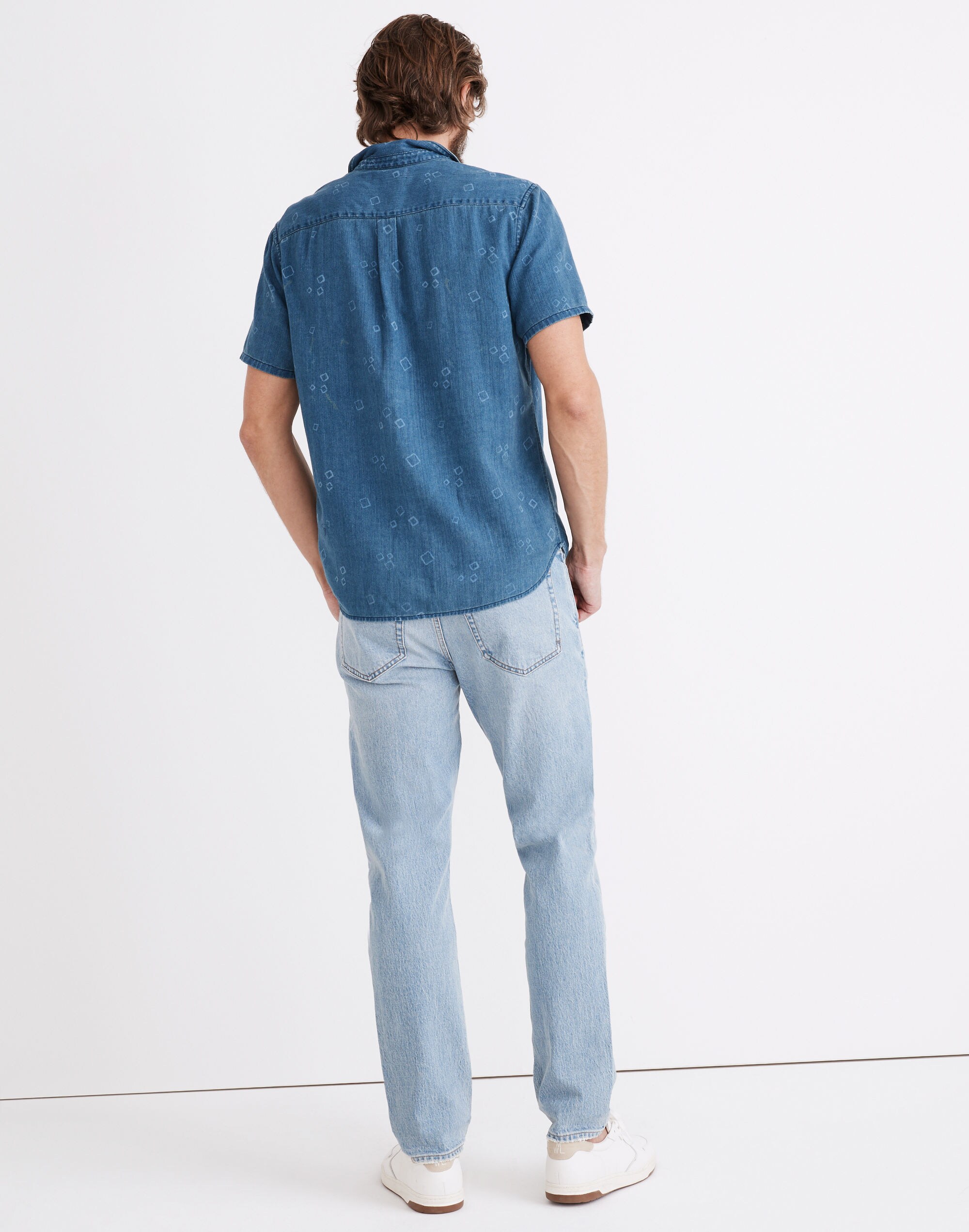 Indigo Perfect Short-Sleeve Shirt in Mini Squares