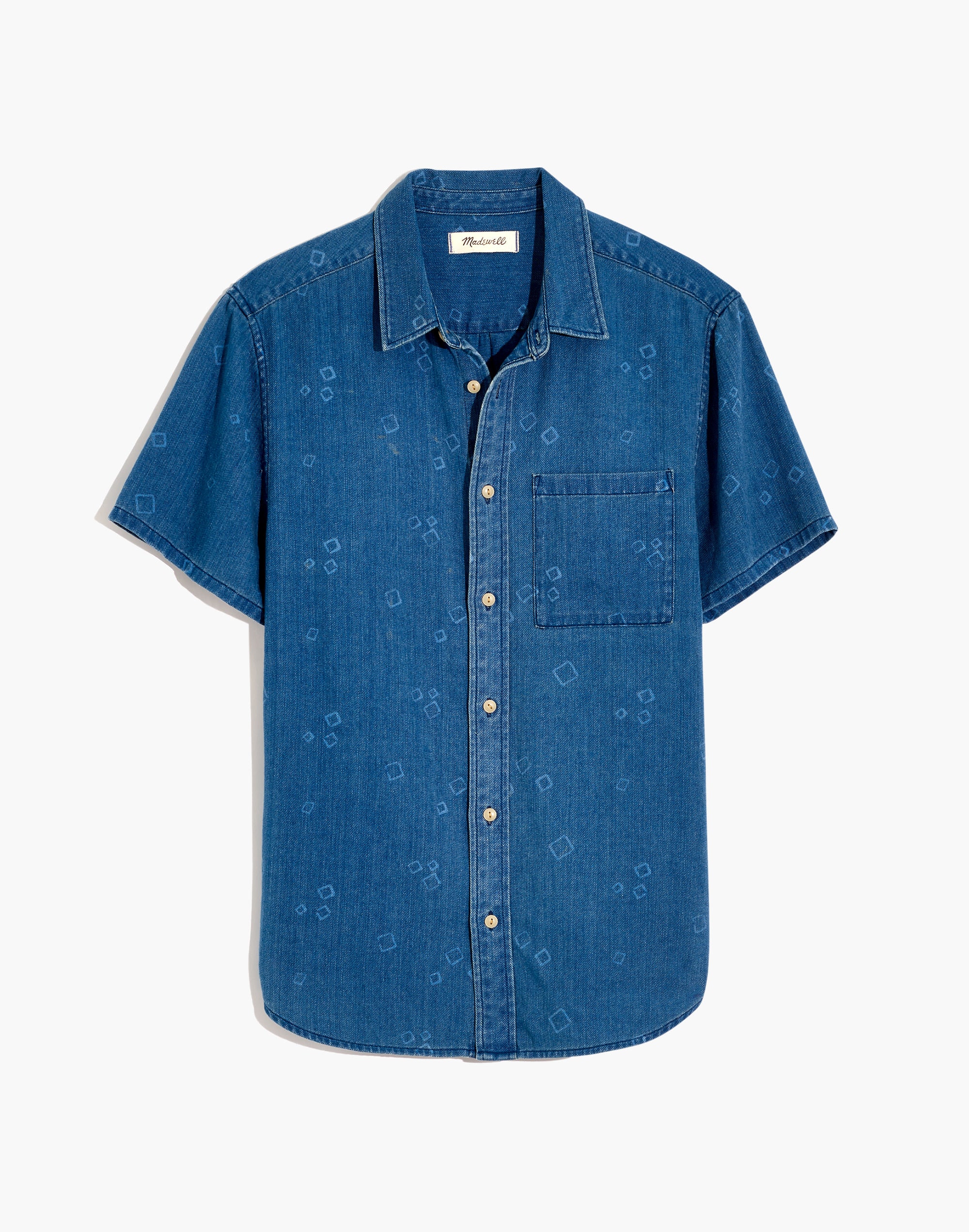 Indigo Perfect Short-Sleeve Shirt in Mini Squares