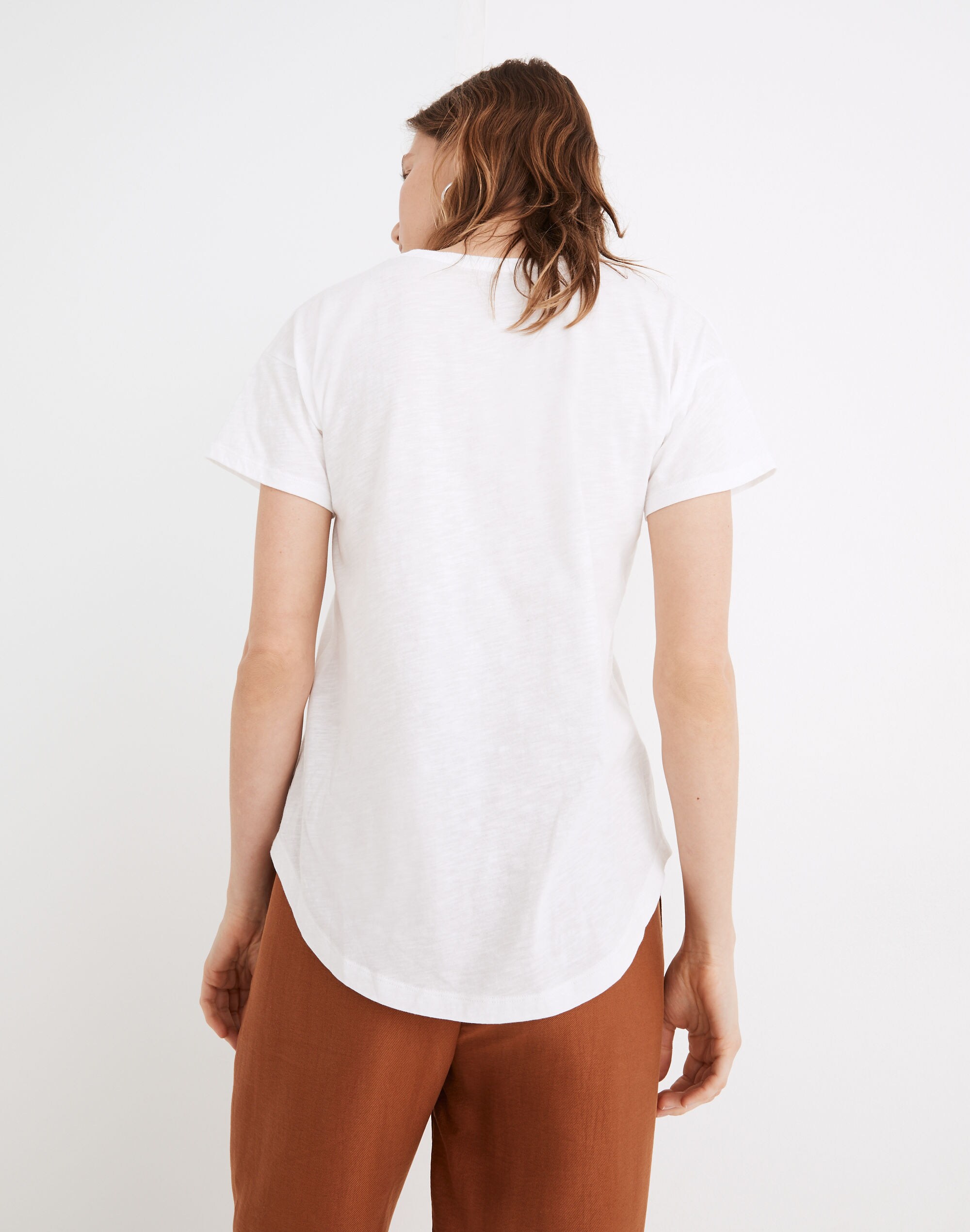 Heart Embroidered Whisper Cotton Rib-Crewneck Tee