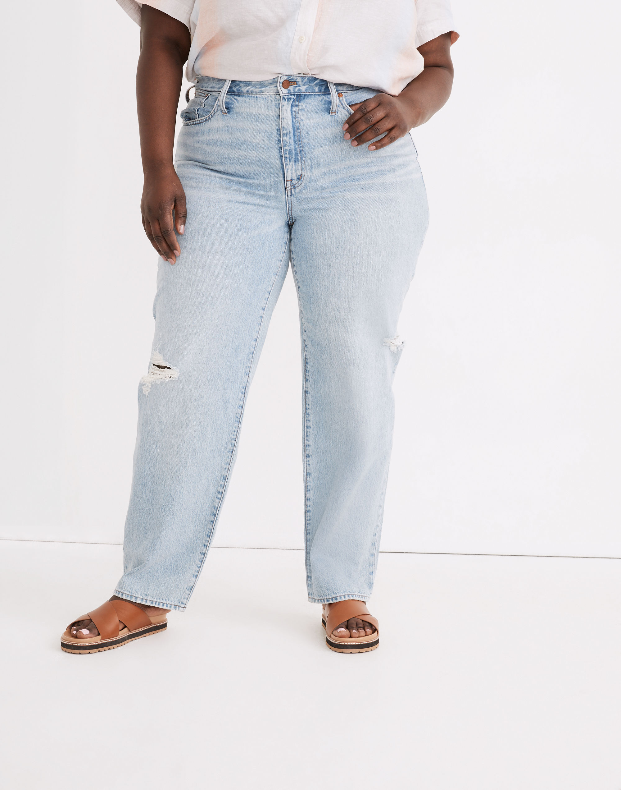 Plus Relaxed Jeans in Cresthaven Wash: Ripped Edition
