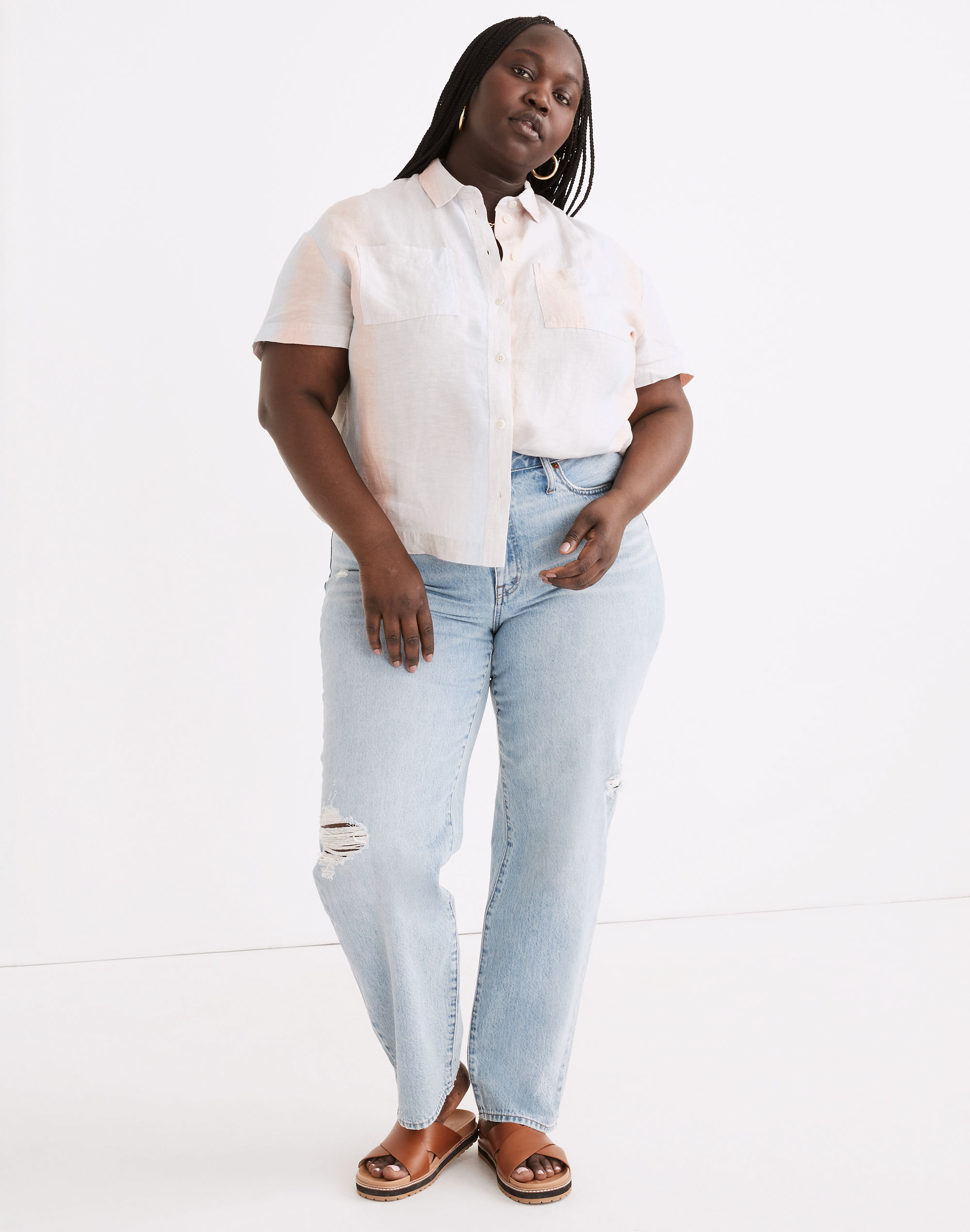 plus relaxed jeans in cresthaven wash: ripped edition