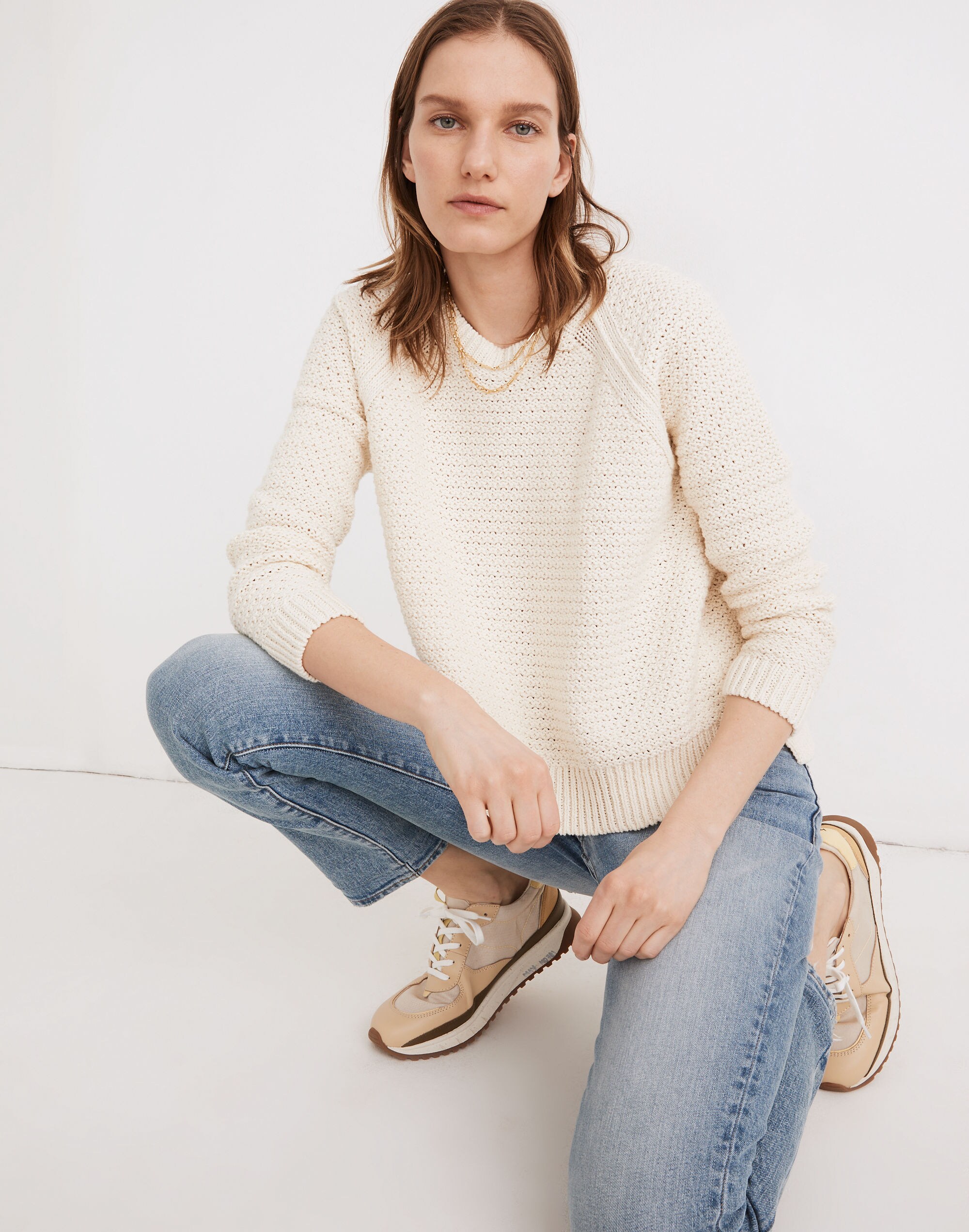 Open-Stitch Hopedale Pullover Sweater