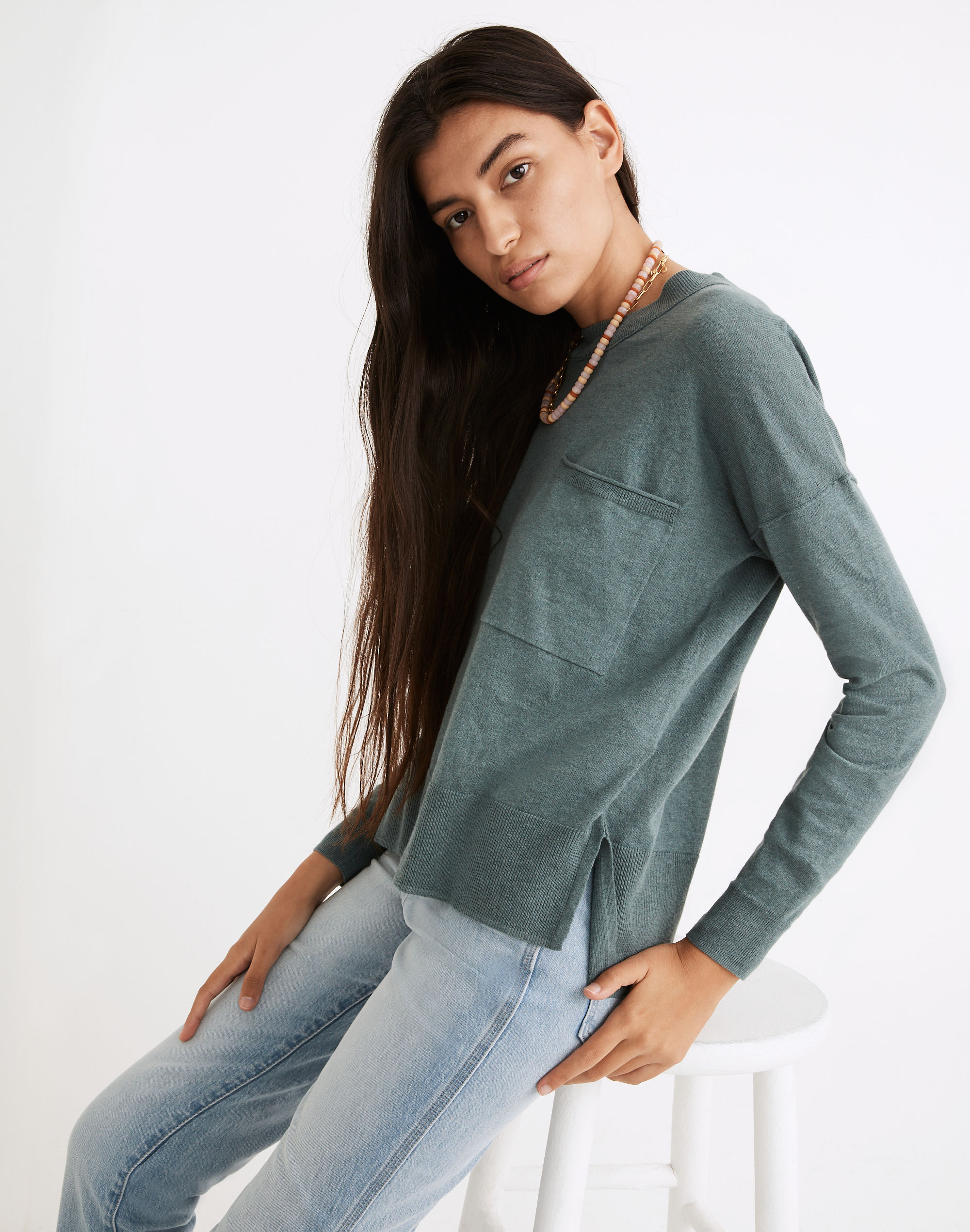 lightweight pocket pullover sweater