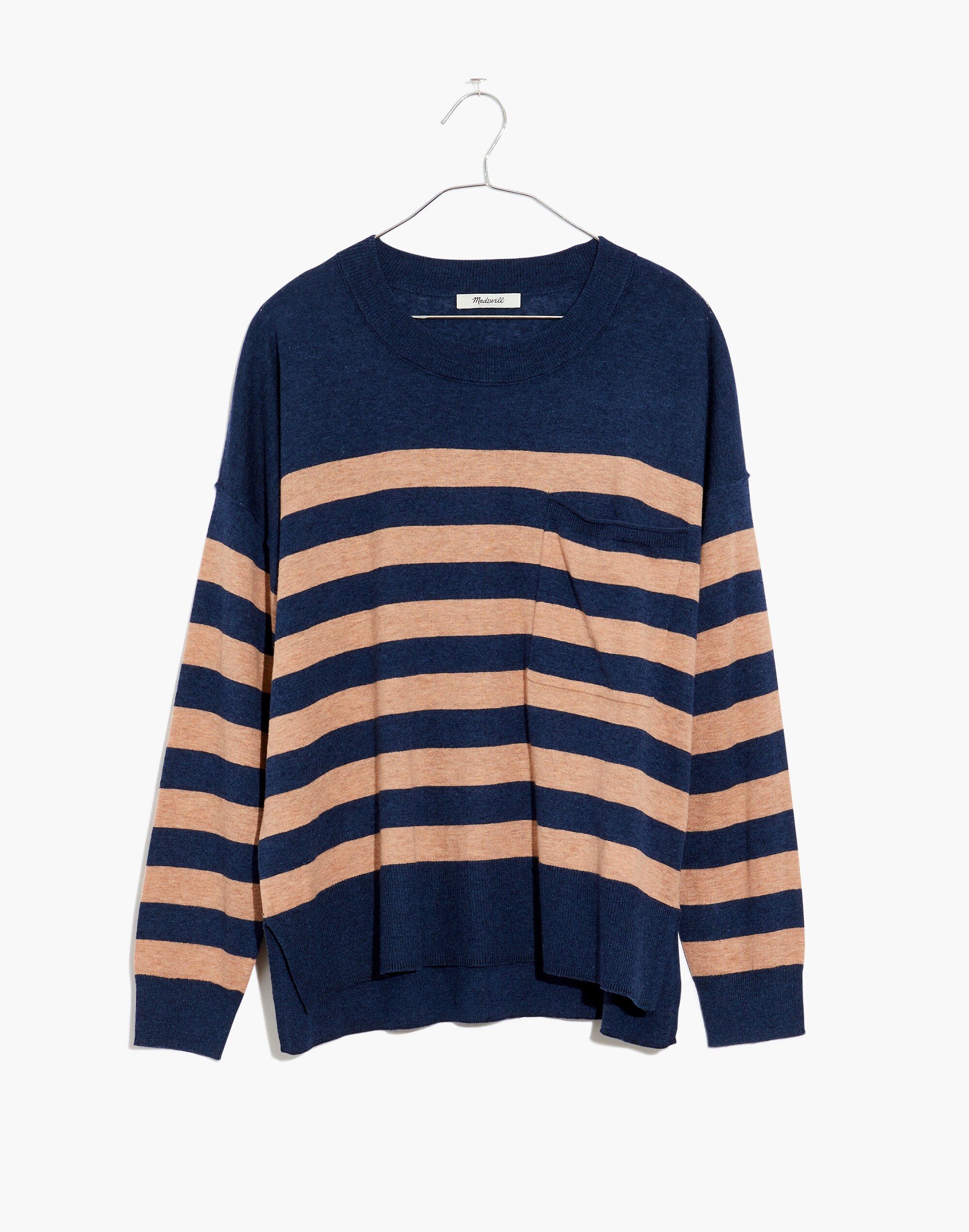 Lightweight Pocket Pullover Sweater in Stripe
