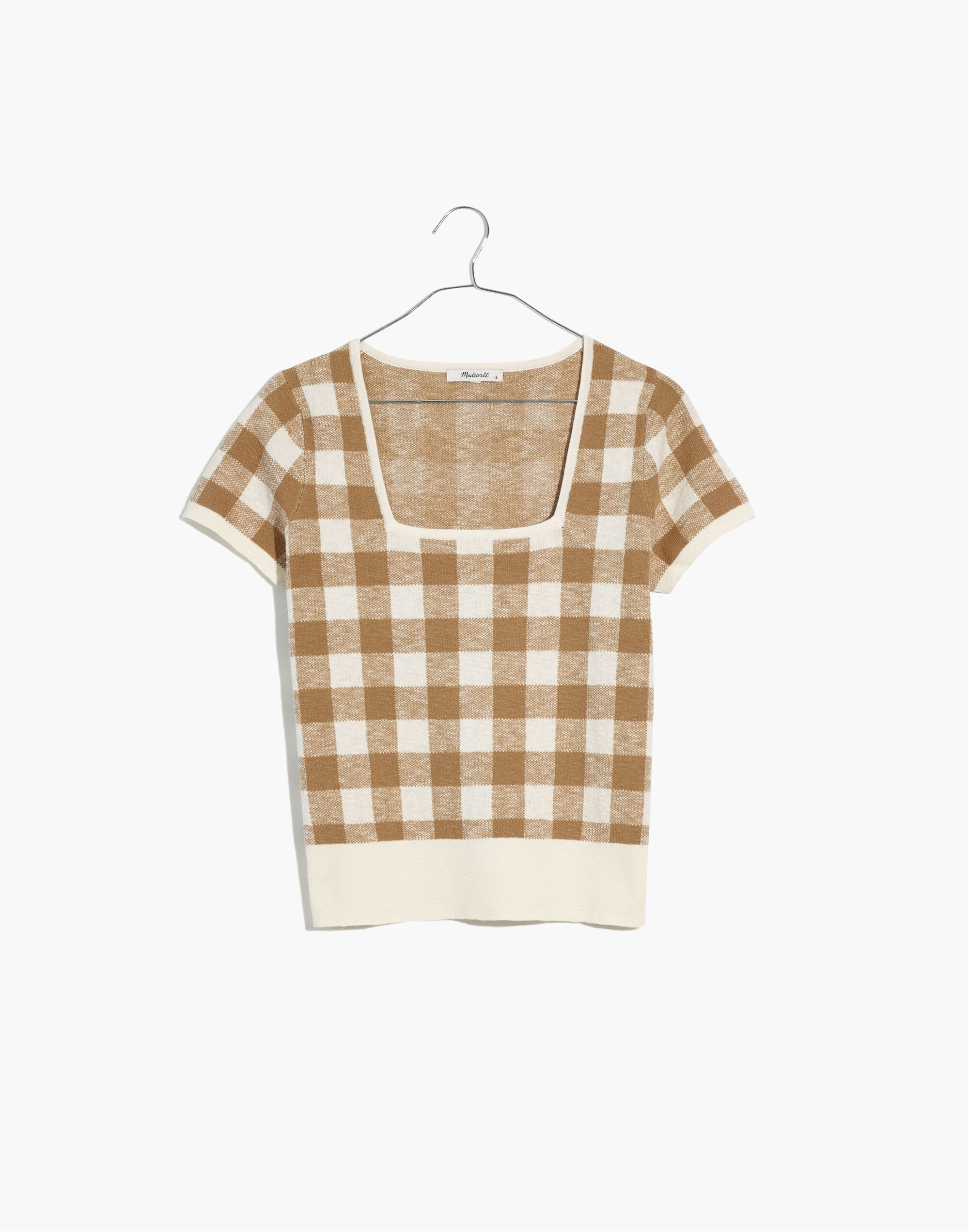 Square-Neck Sweater Tee in Gingham