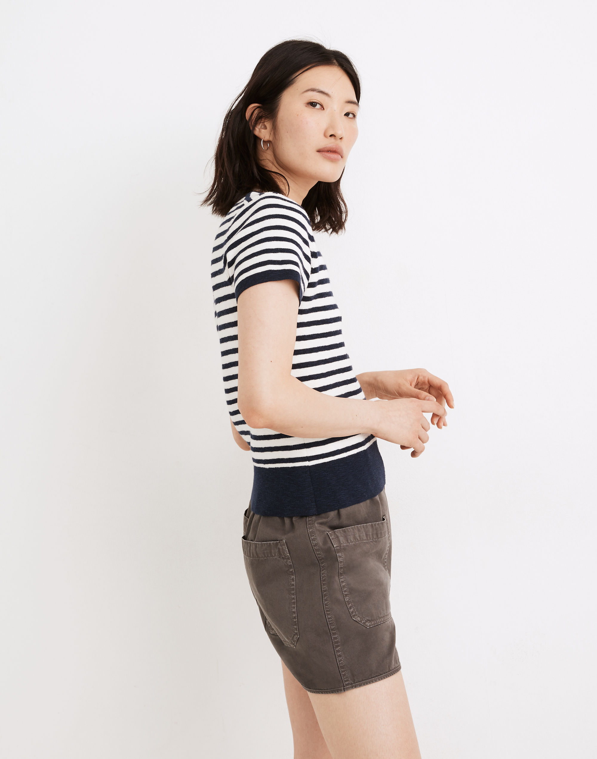 Square-Neck Sweater Tee in Stripe