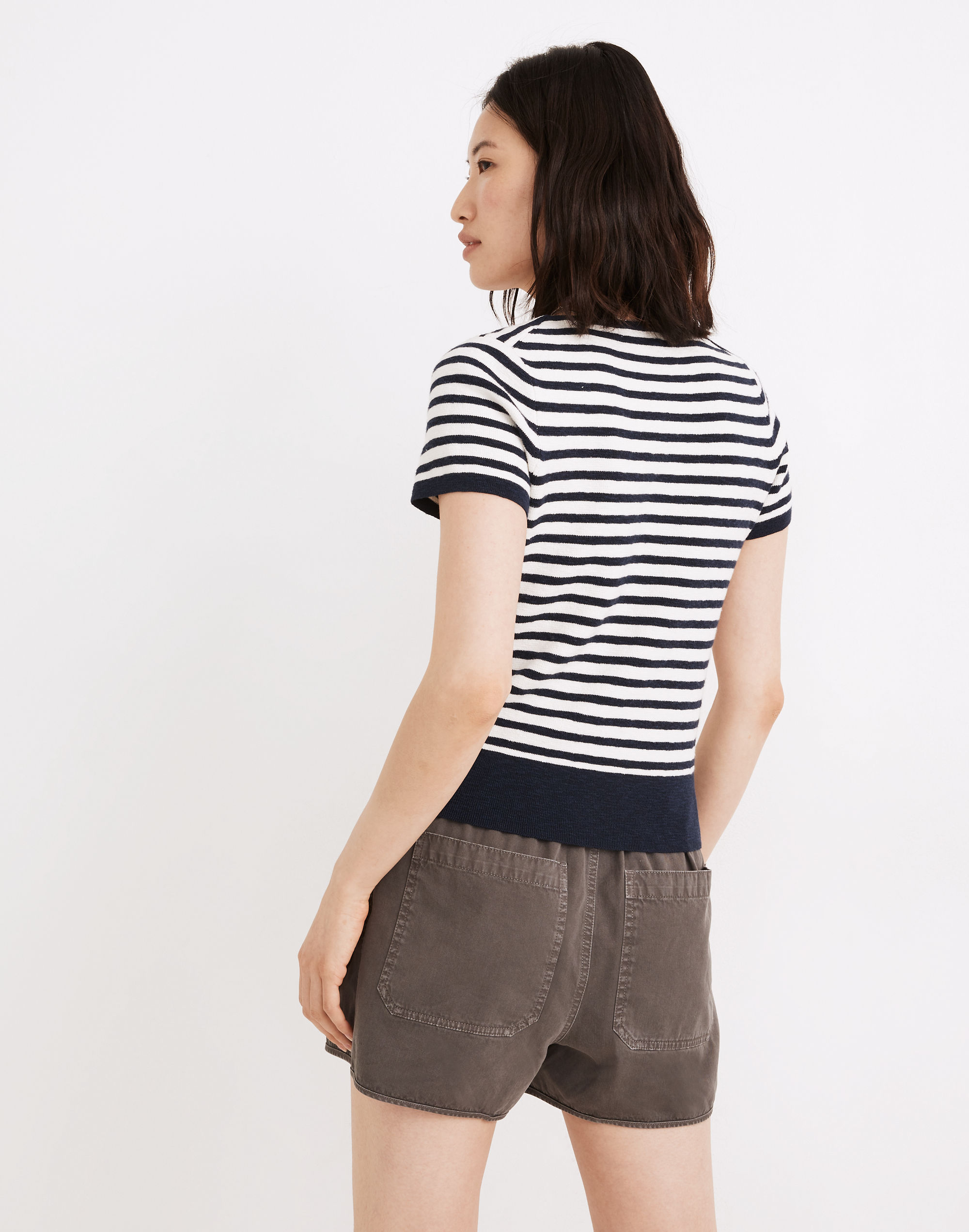 Square-Neck Sweater Tee in Stripe