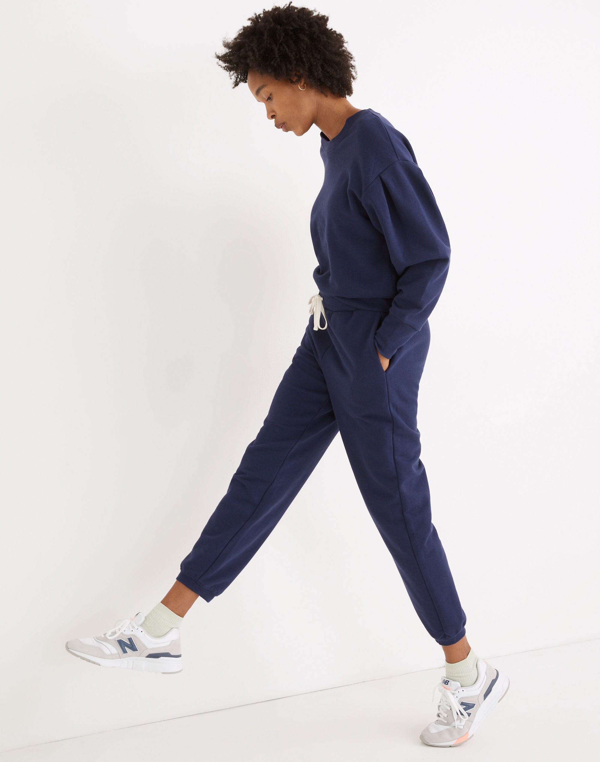 Marled Pleat-Sleeve Sweatshirt