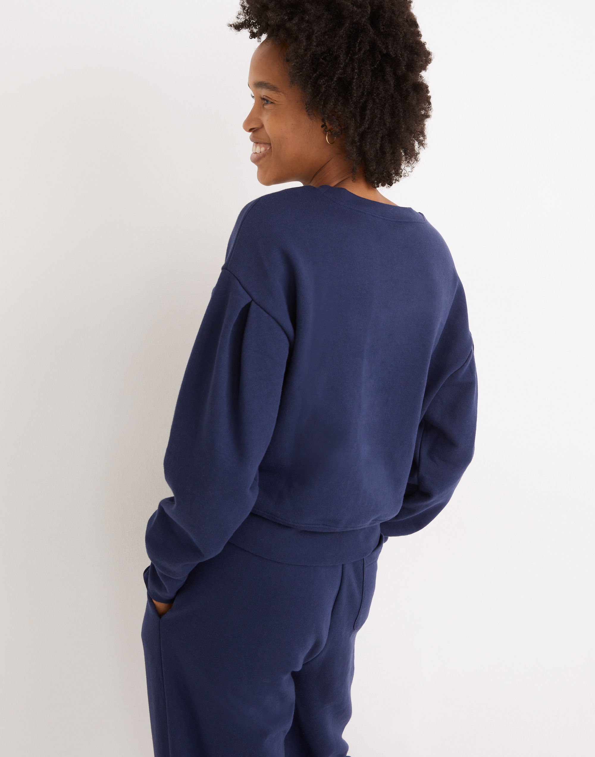 Marled Pleat-Sleeve Sweatshirt