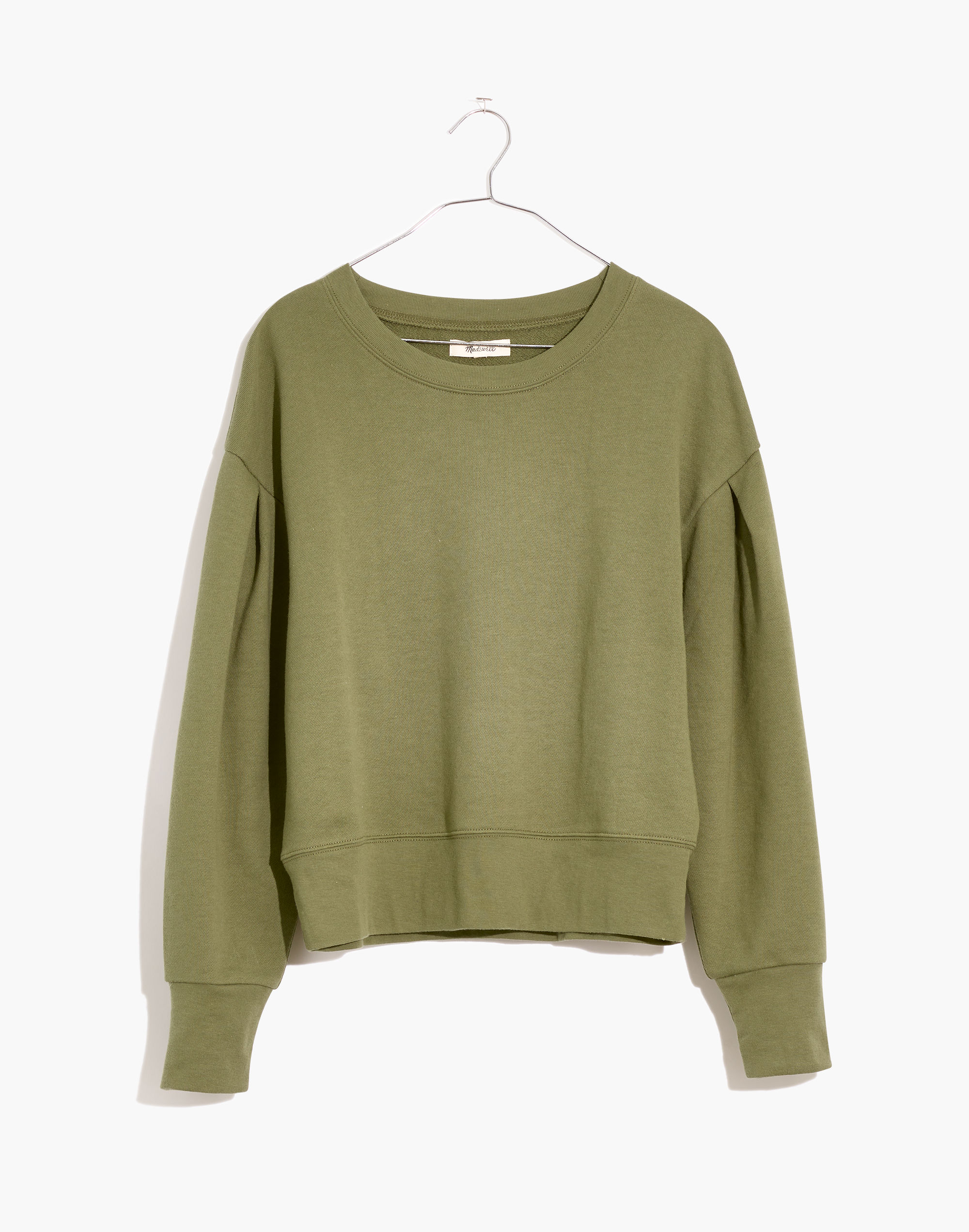 marled pleat-sleeve sweatshirt