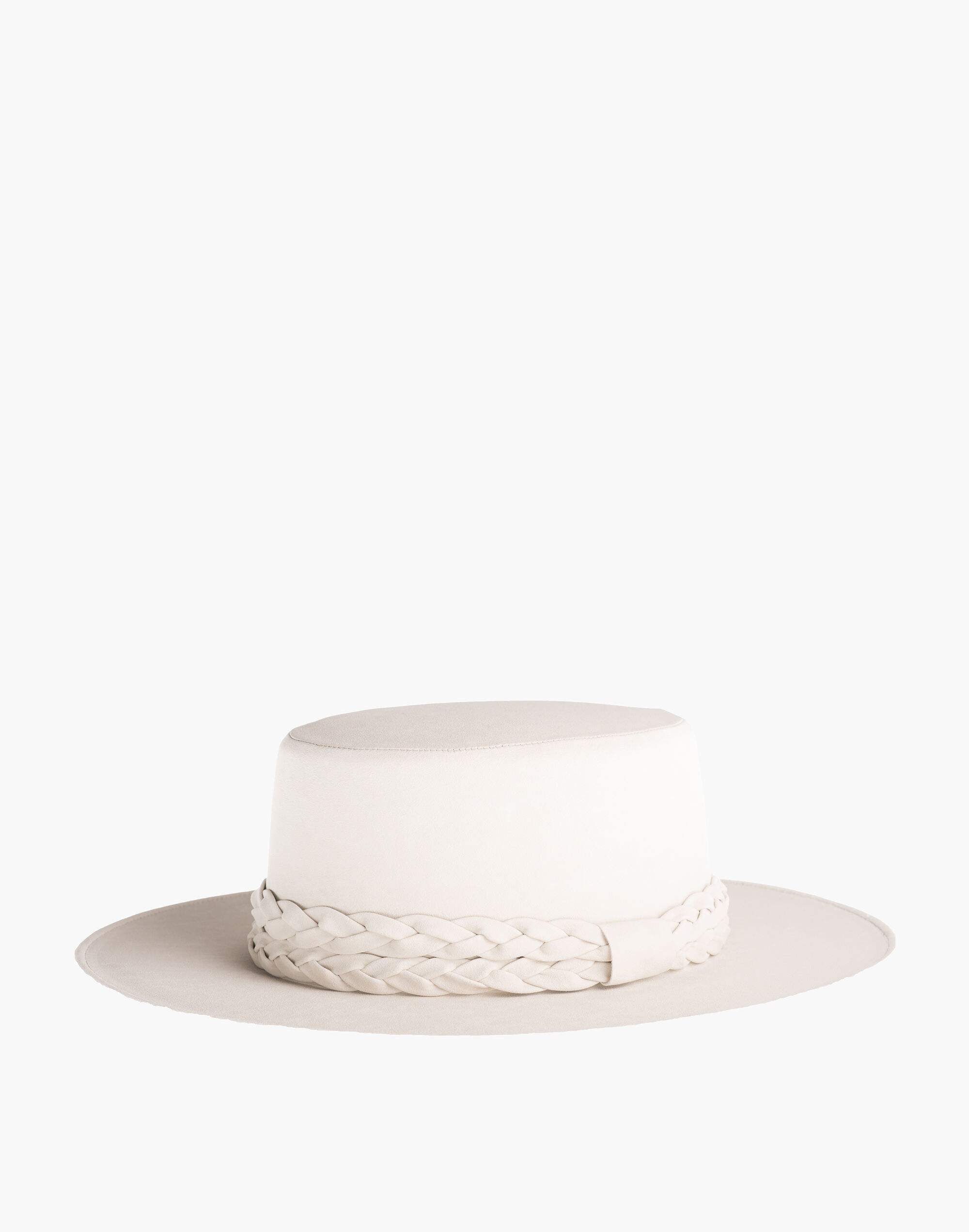 ASN Vegan Leather Off White Boater Hat