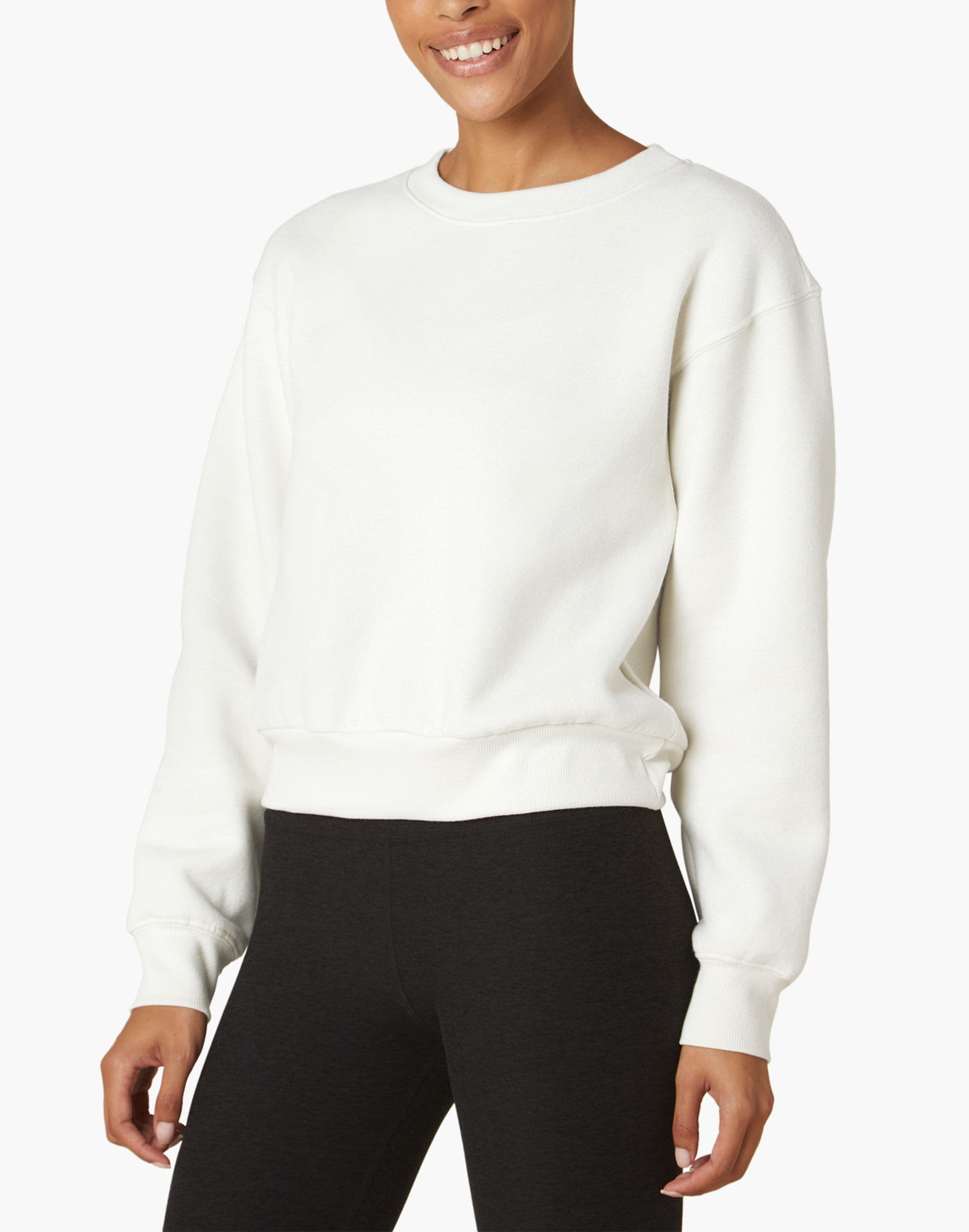 beyond yoga wfh fleece cropped crew