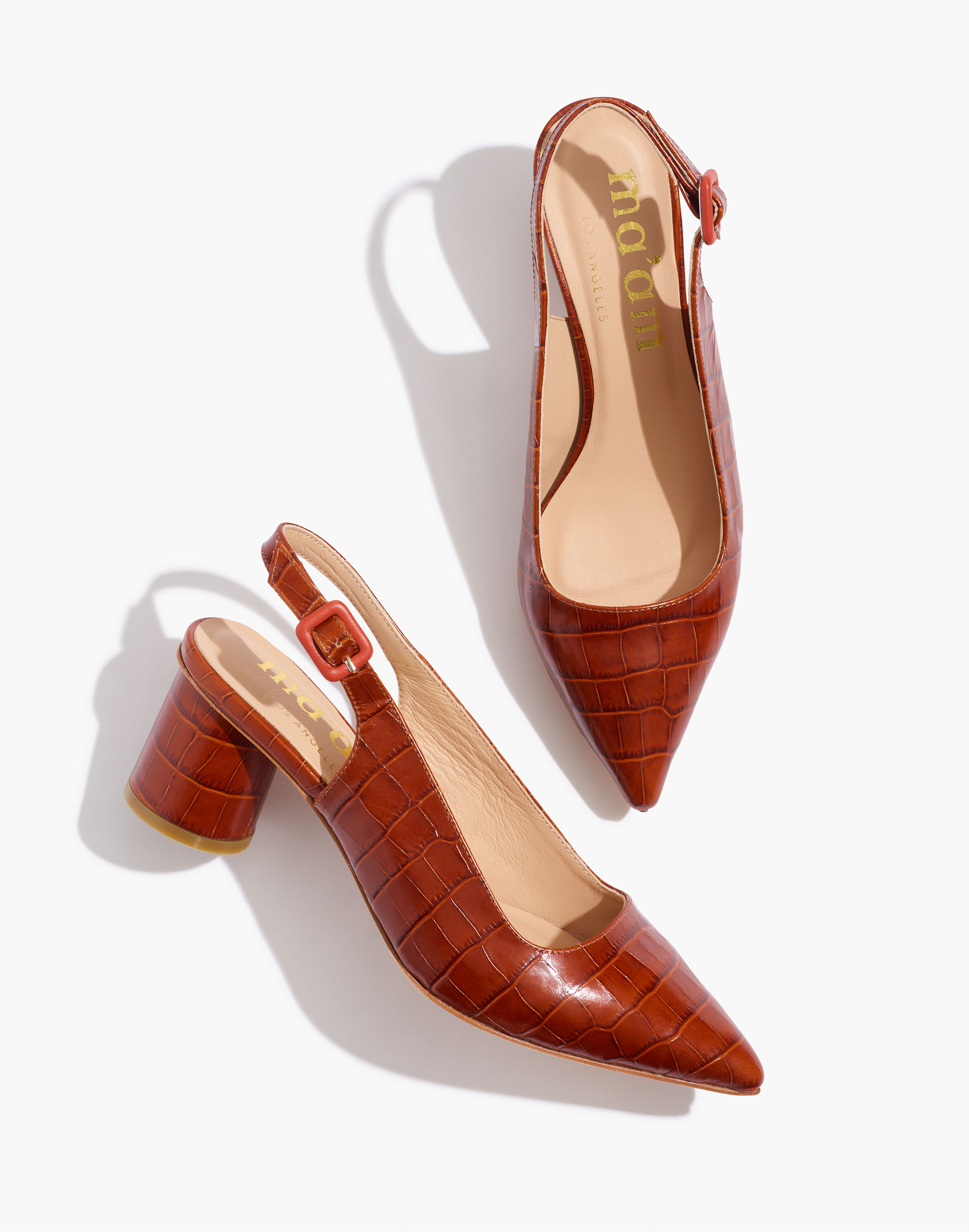 Madewell Ma'am Shoes Croc Embossed Leather Stacey Slingback Heels | The  Summit