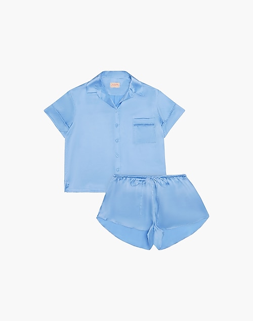 Papinelle Sleepwear™ Pure Silk Boxer PJ in Cornflower Blue