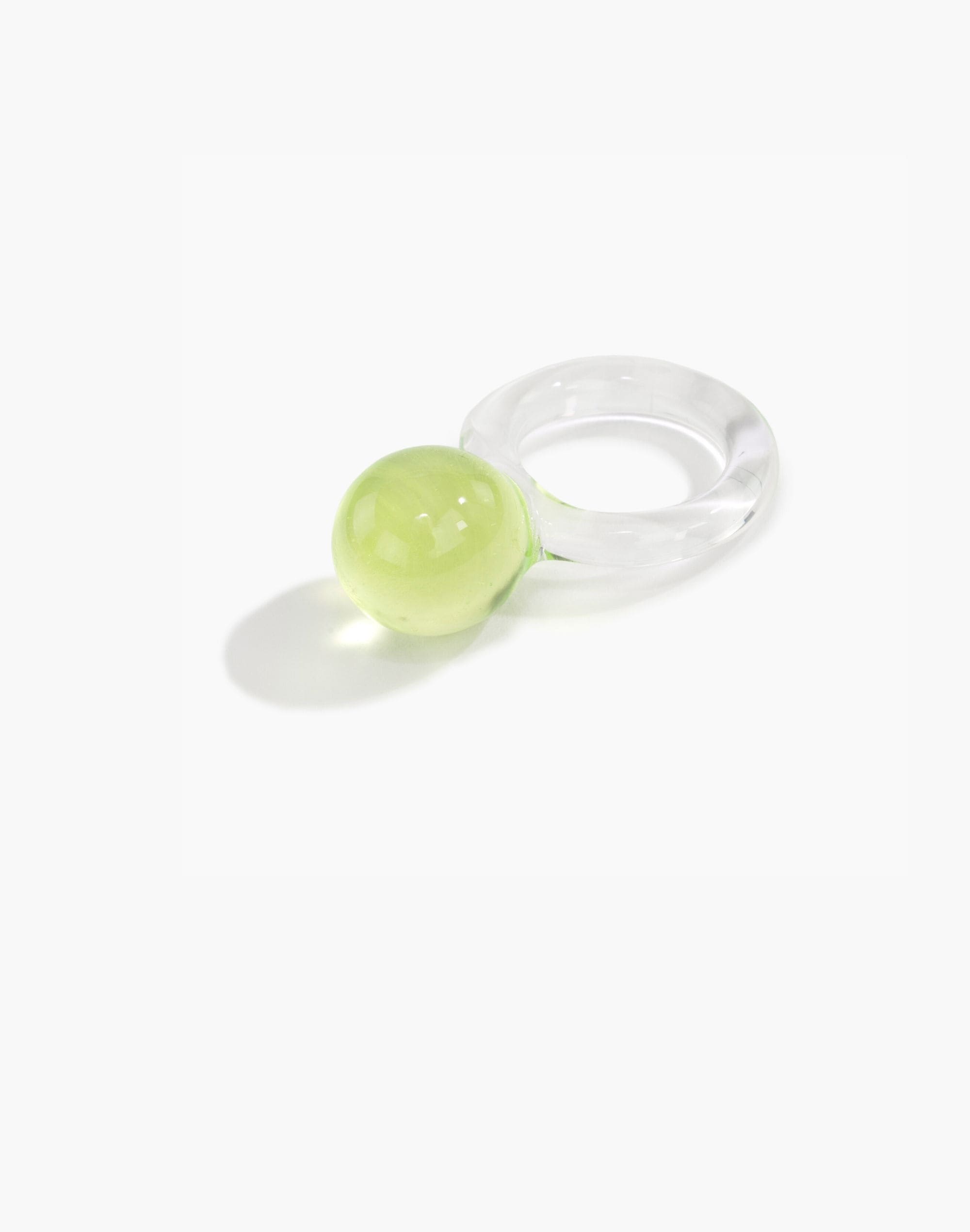 Jane D'Arensbourg Orb Lime and Clear Glass Ring