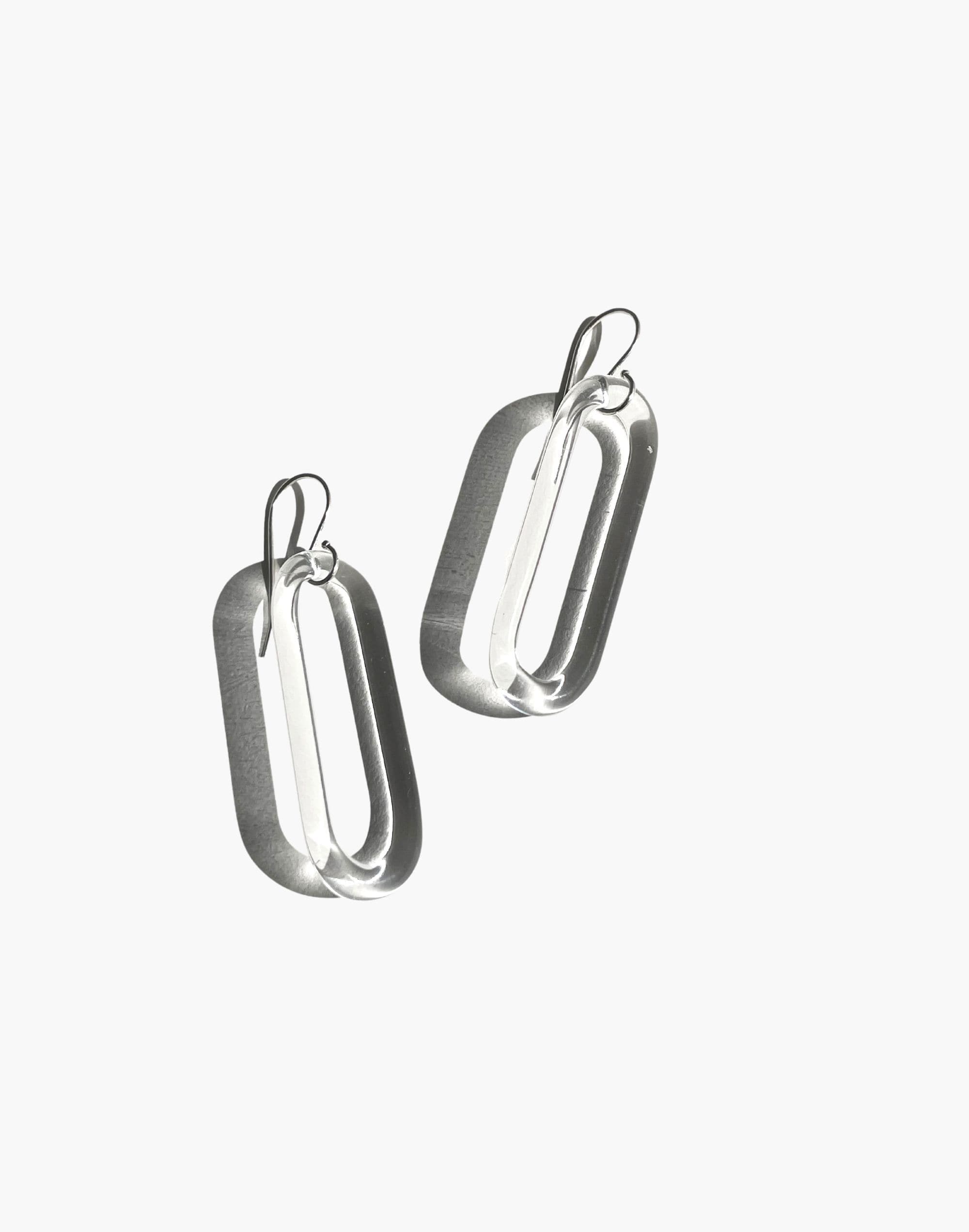 Jane D'Arensbourg Small Oval Clear Glass Earrings