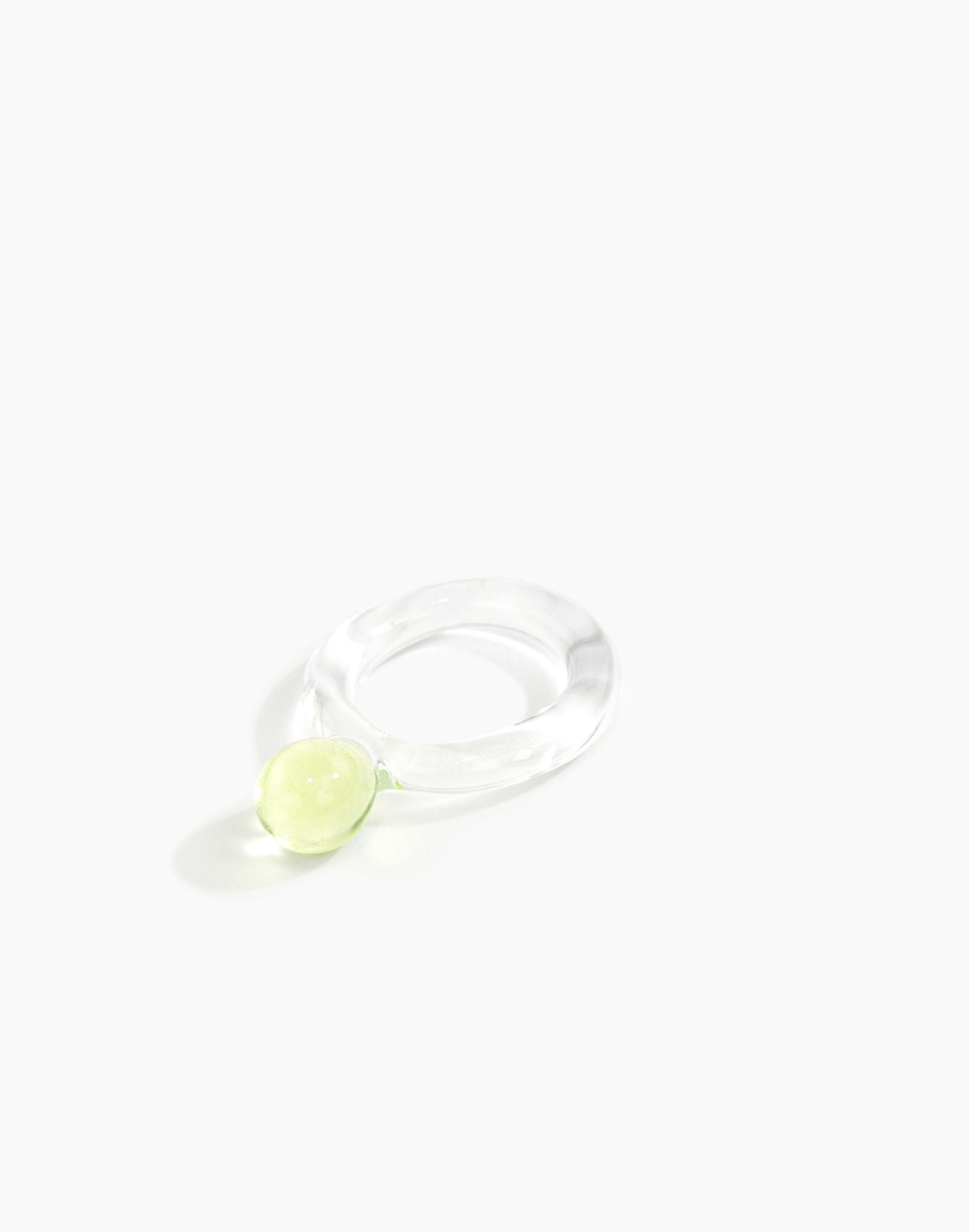 Jane D'Arensbourg Dot Lime and Clear Glass Ring