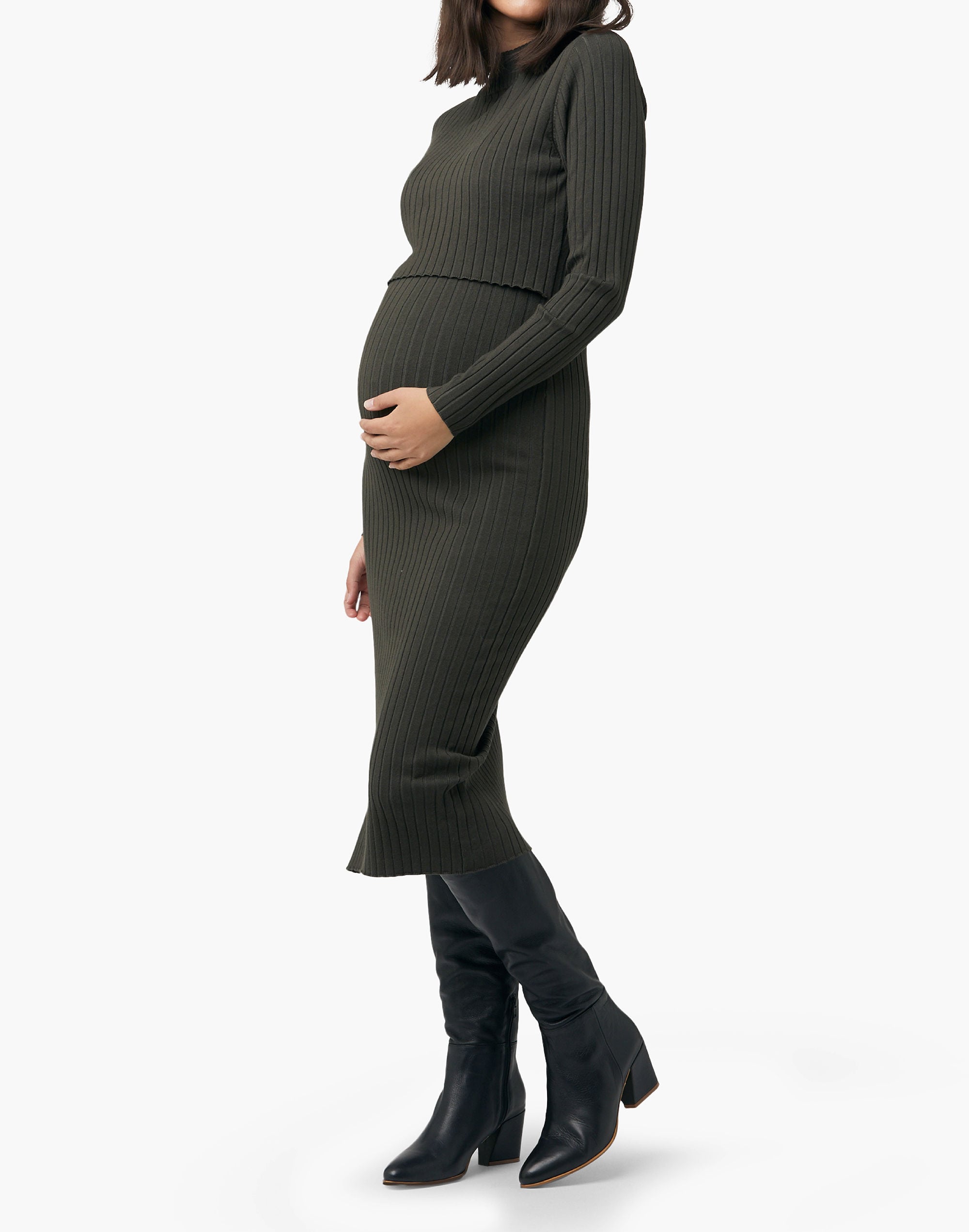 Marmalade Ribbed Maternity Dress with Nursing