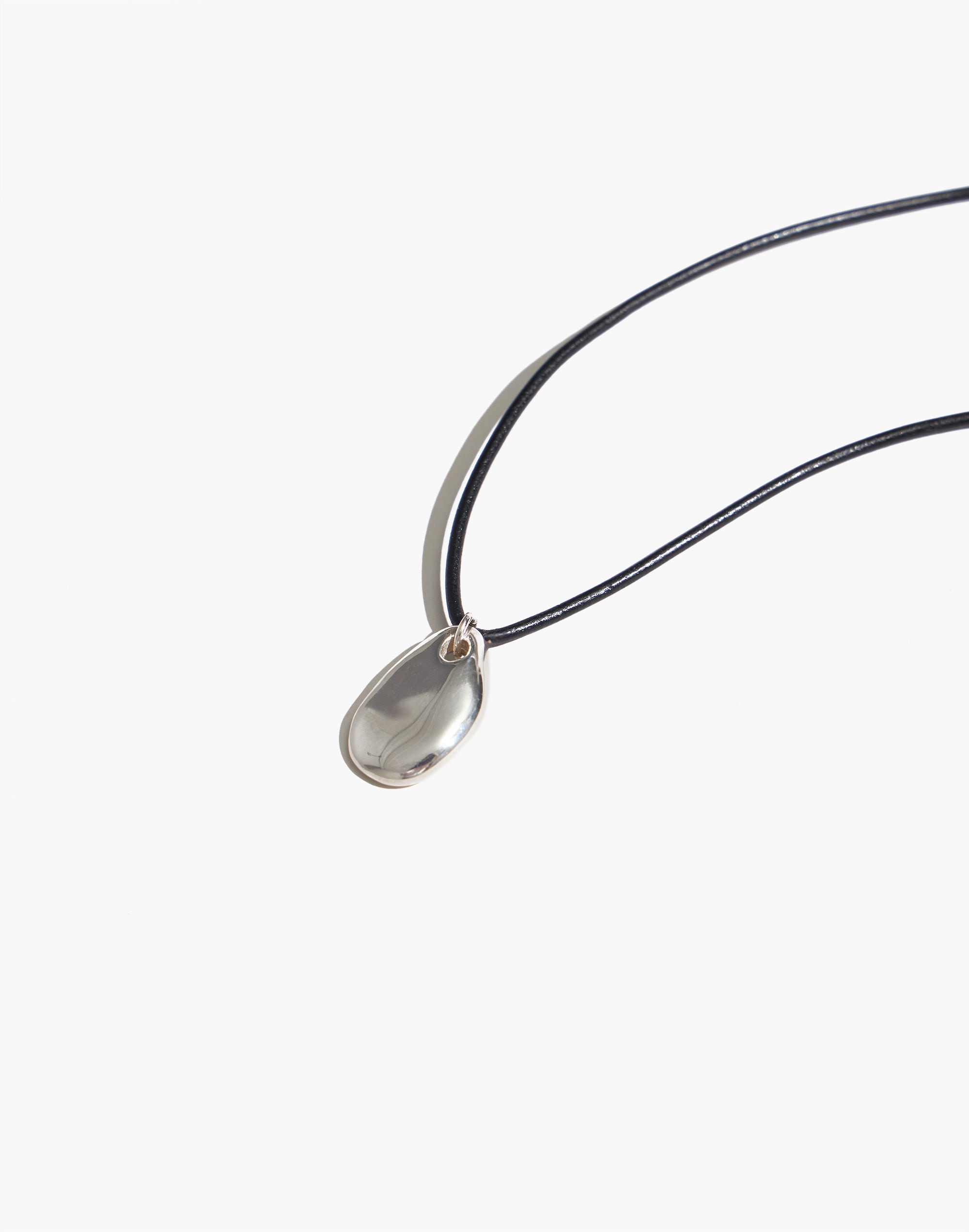maslo jewelry small pebble pendant necklace sterling silver cord