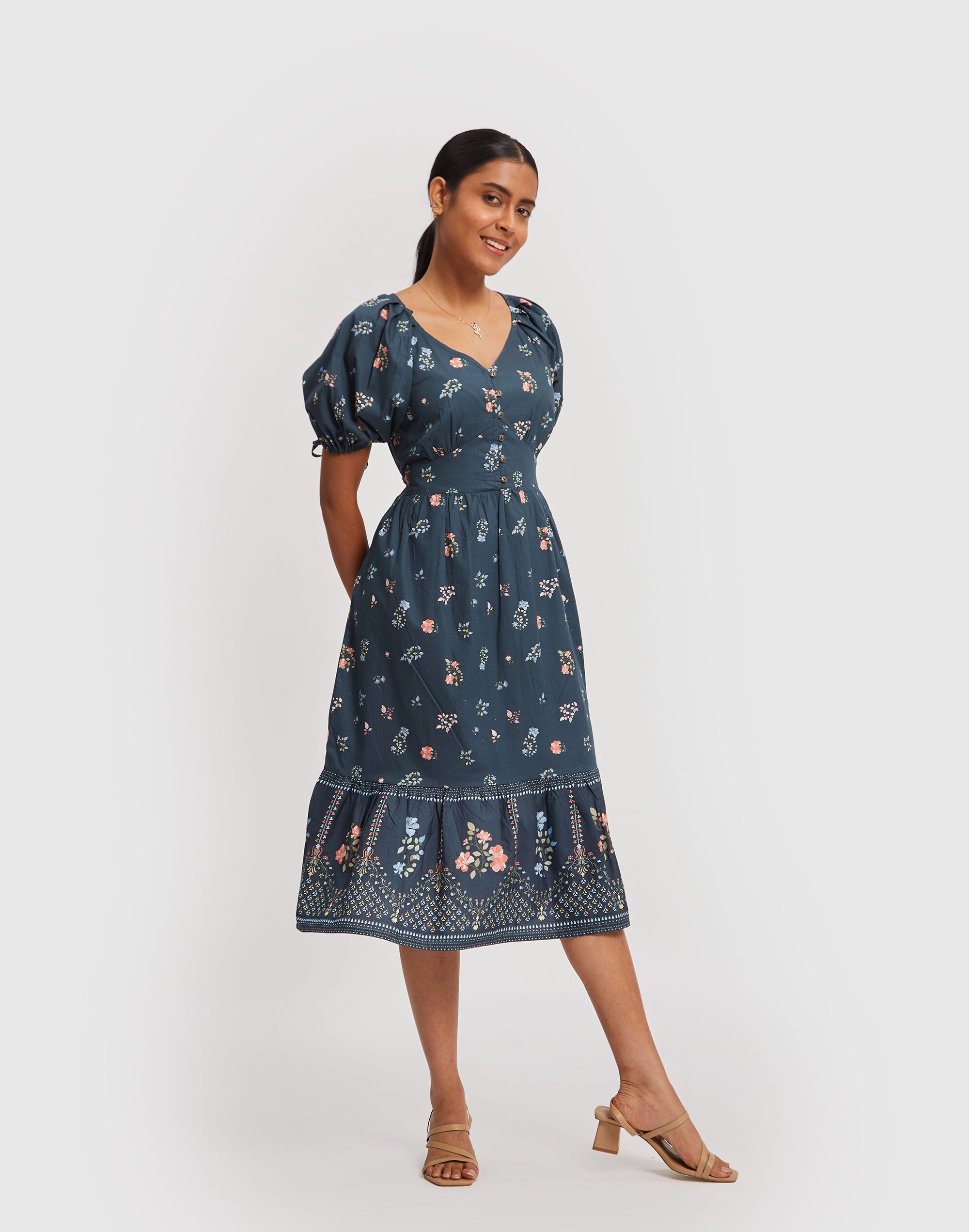 Madewell x Reistor Puff Sleeve Midi Dress