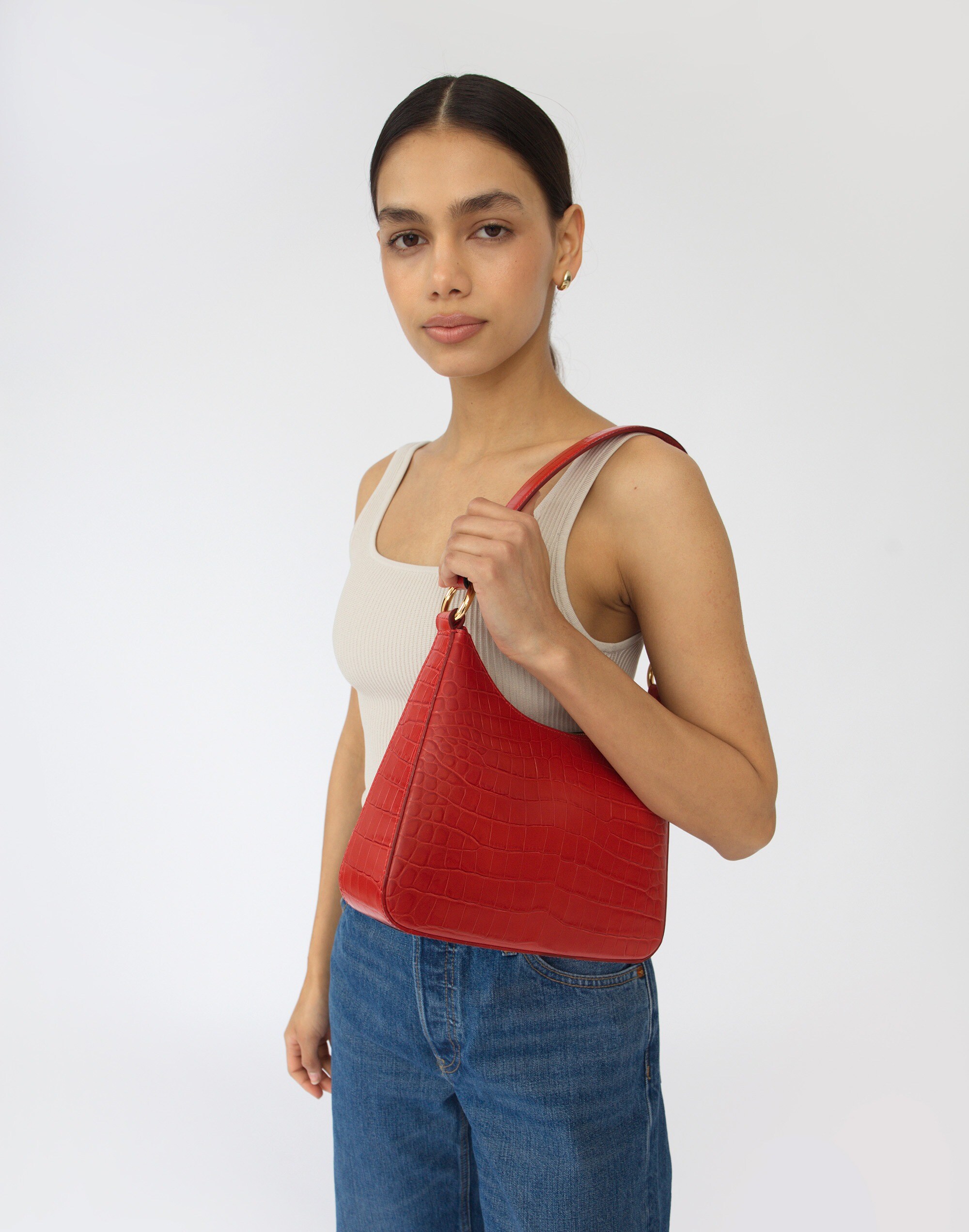 Hyer Goods Luxe Medium Shoulder Bag- White